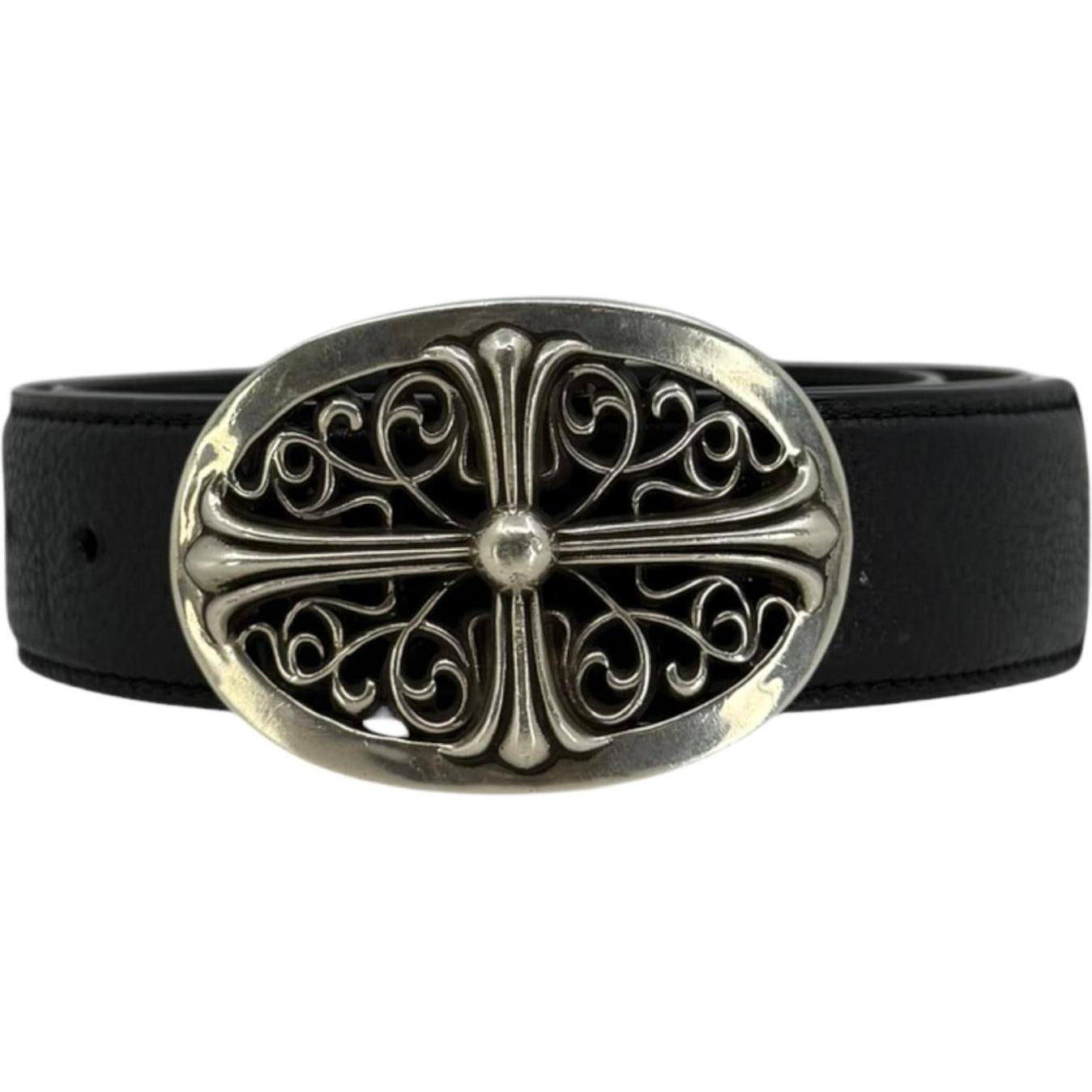 Chrome Hearts Silver Oval Belt Buckle + Belt Strap Size 30