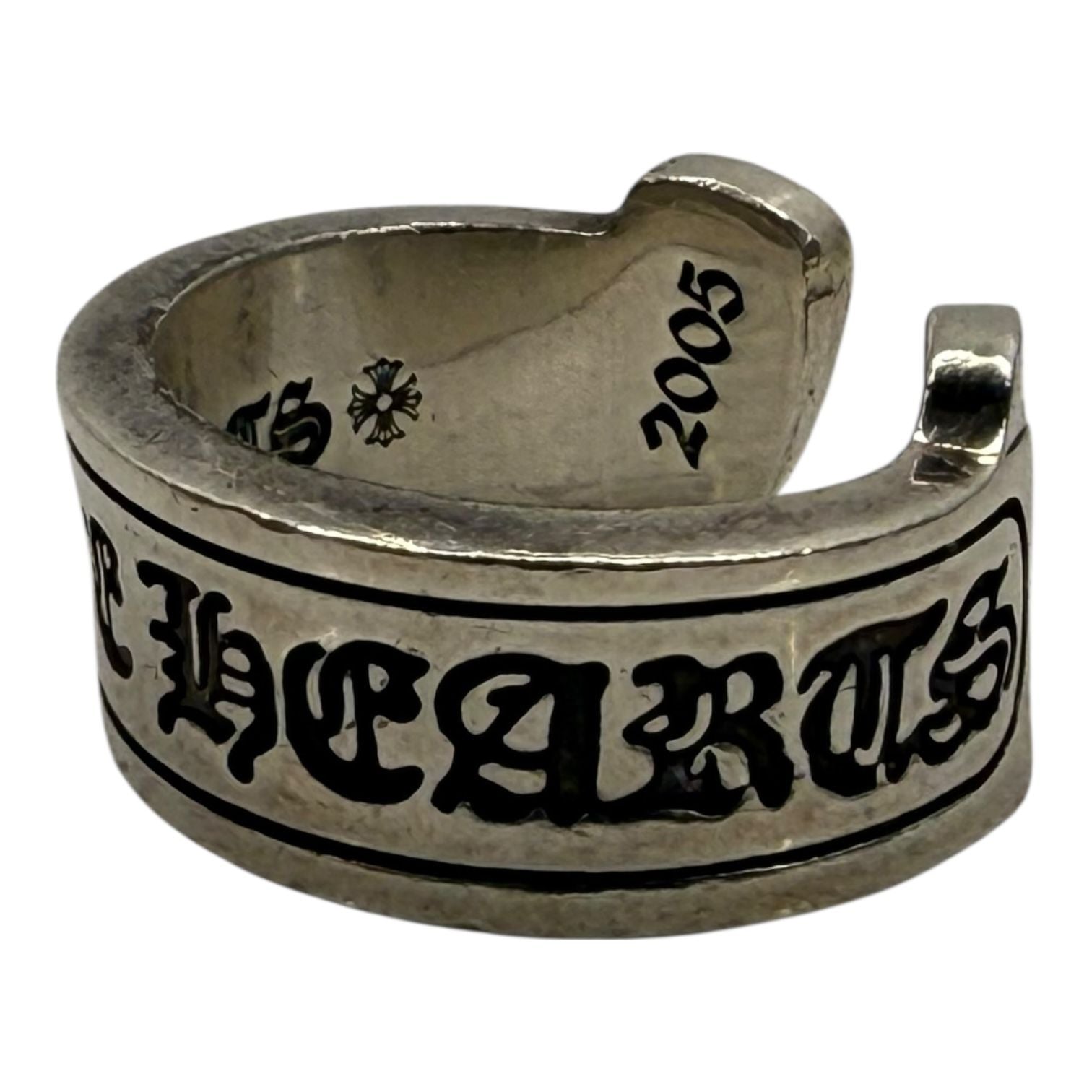 Chrome Hearts Silver Scroll Logo Label Ring - Size 13