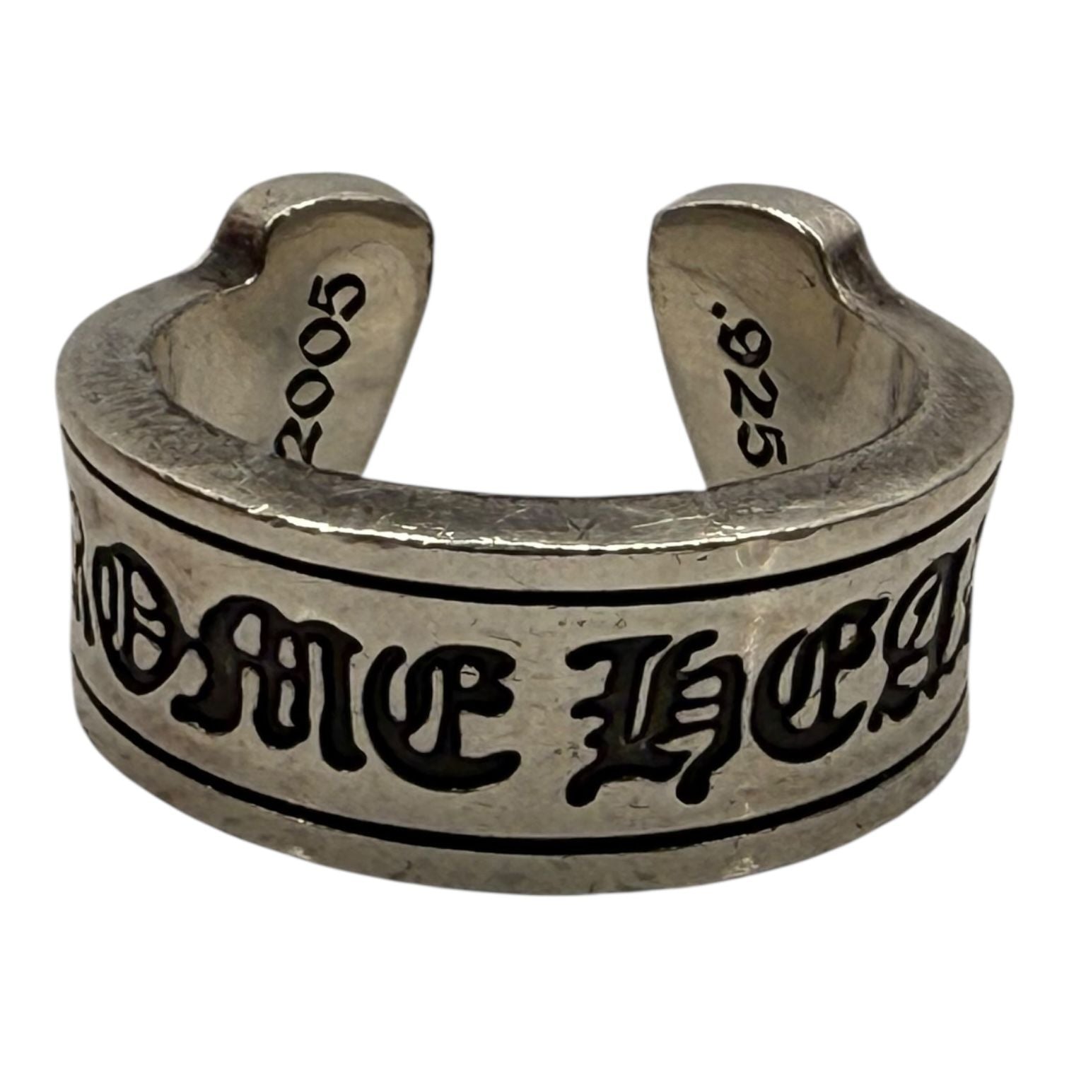 Chrome Hearts Silver Scroll Logo Label Ring - Size 13