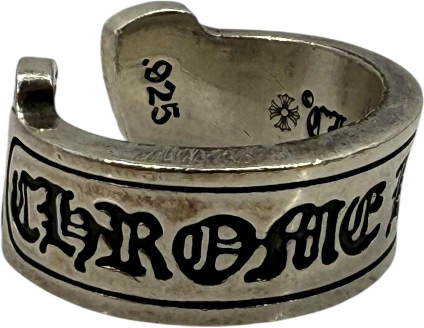 Chrome Hearts Silver Scroll Logo Label Ring - Size 13