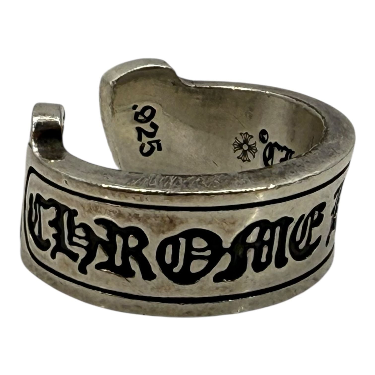 Chrome Hearts Silver Scroll Logo Label Ring - Size 13