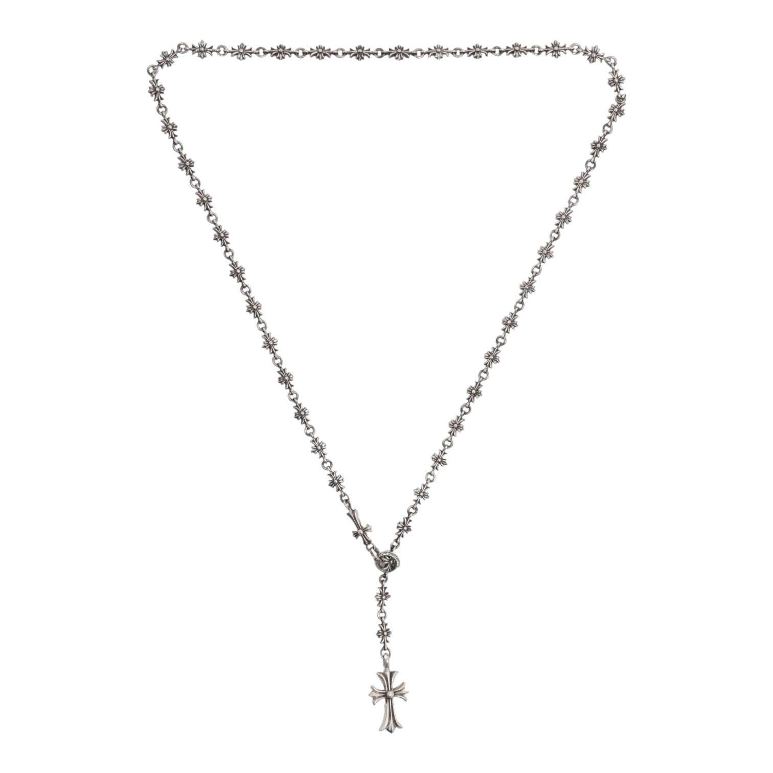 Chrome Hearts Silver Tiny E Rosary Necklace