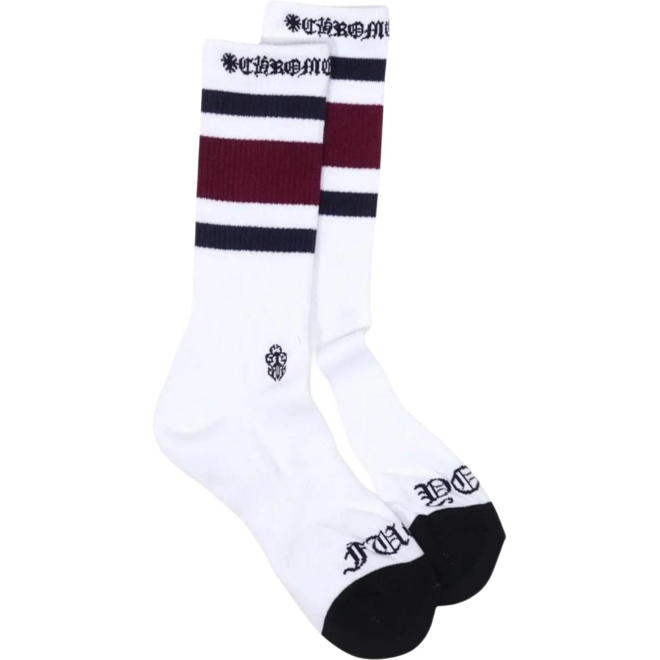 Chrome Hearts Sport Striped Socks White/Burgundy/Navy