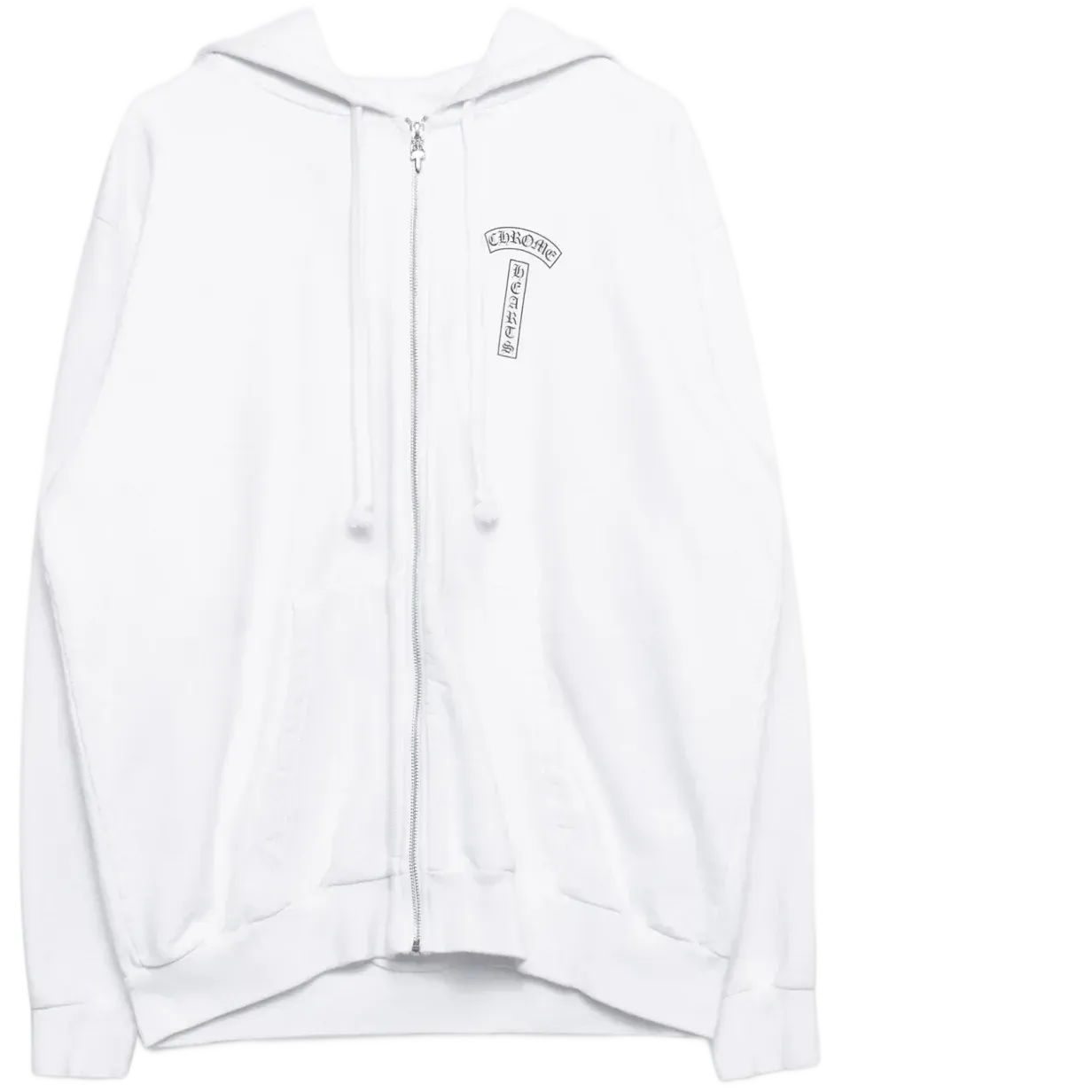 Chrome Hearts T Bar Logo USA Shoulder Zip Up Hoodie White