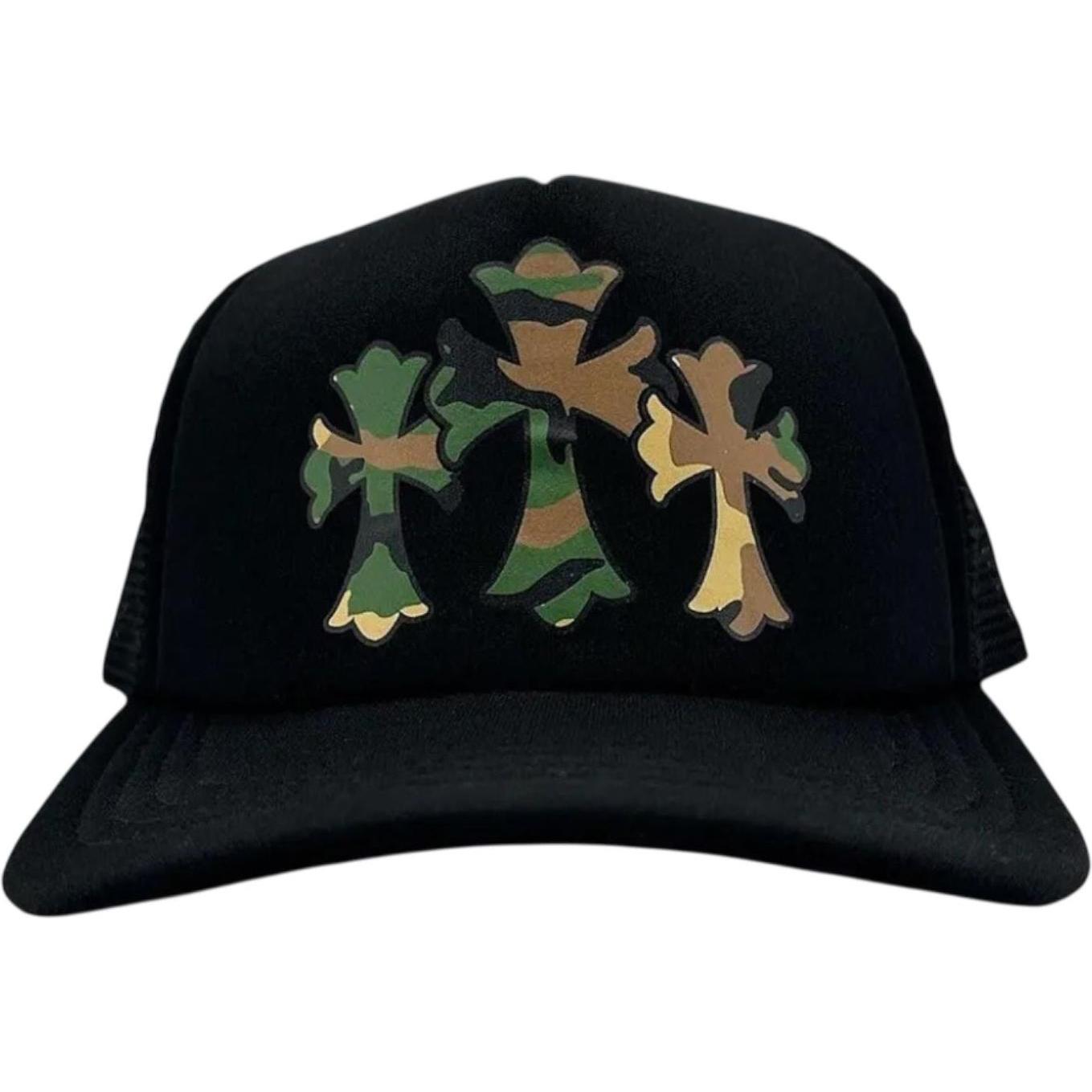 Chrome Hearts Triple Cross Trucker Hat Black/Camo
