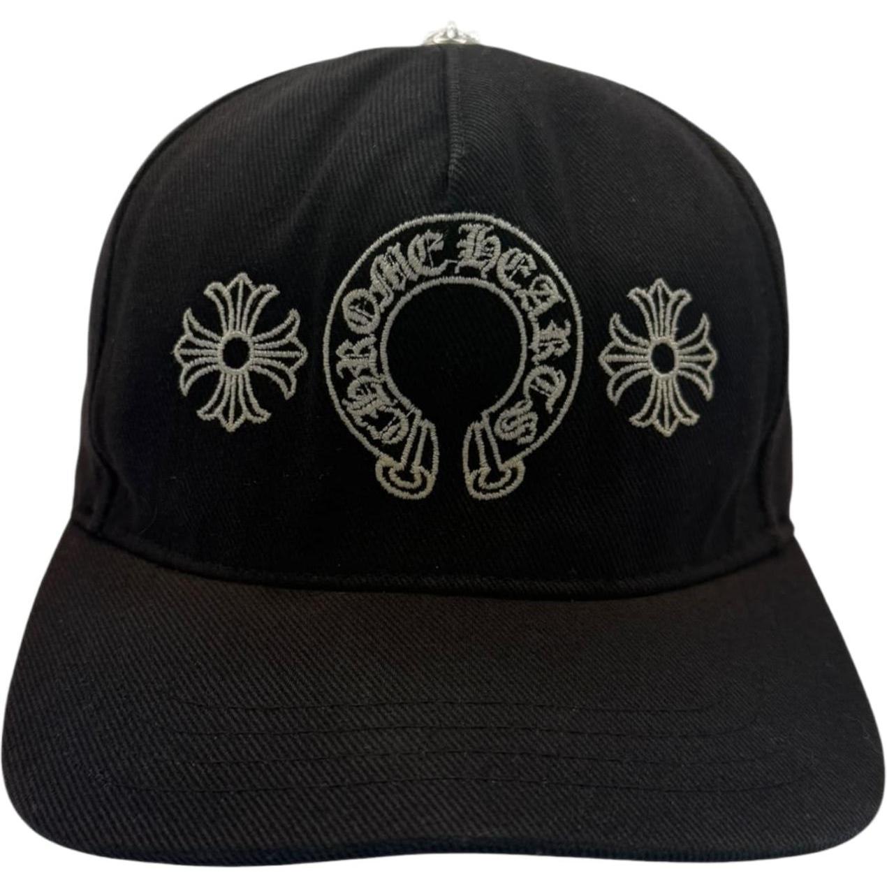 Chrome Hearts Vintage Horseshoe Denim Baseball Hat Sun Faded Black