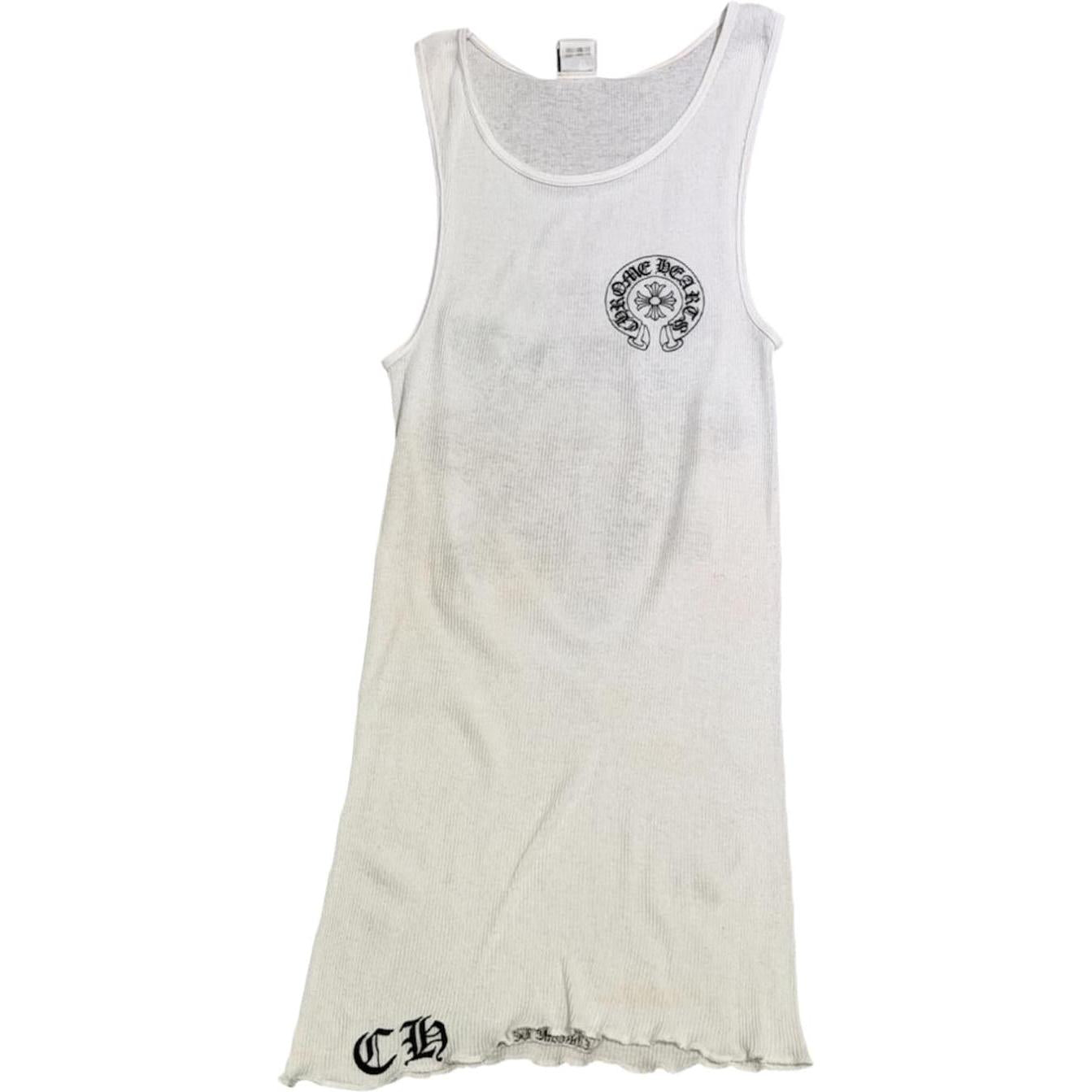 Chrome Hearts Vintage Horseshoe Floral Tank Top White