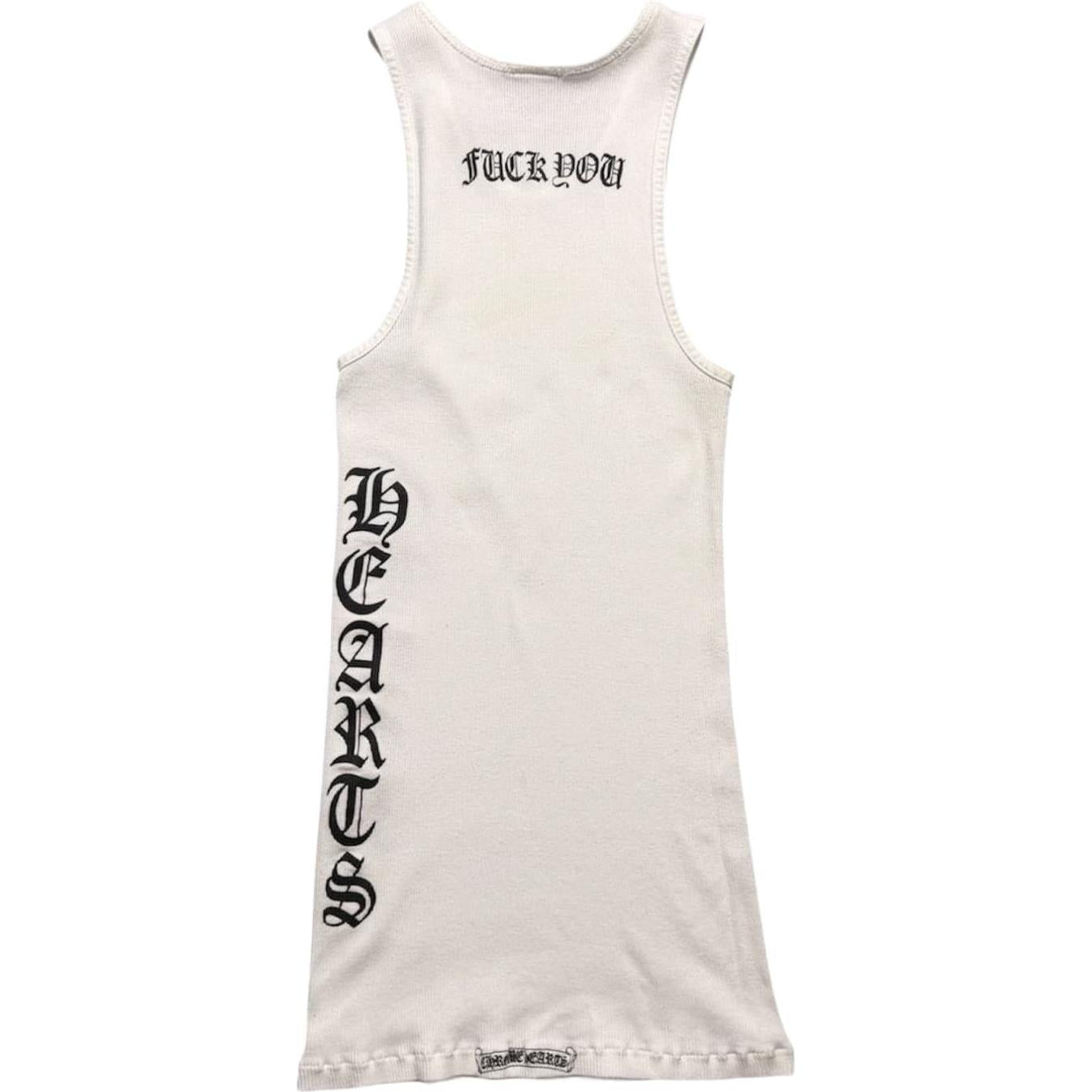 Chrome Hearts Vintage Ribbed Side Logo Fuck You Tank Top White