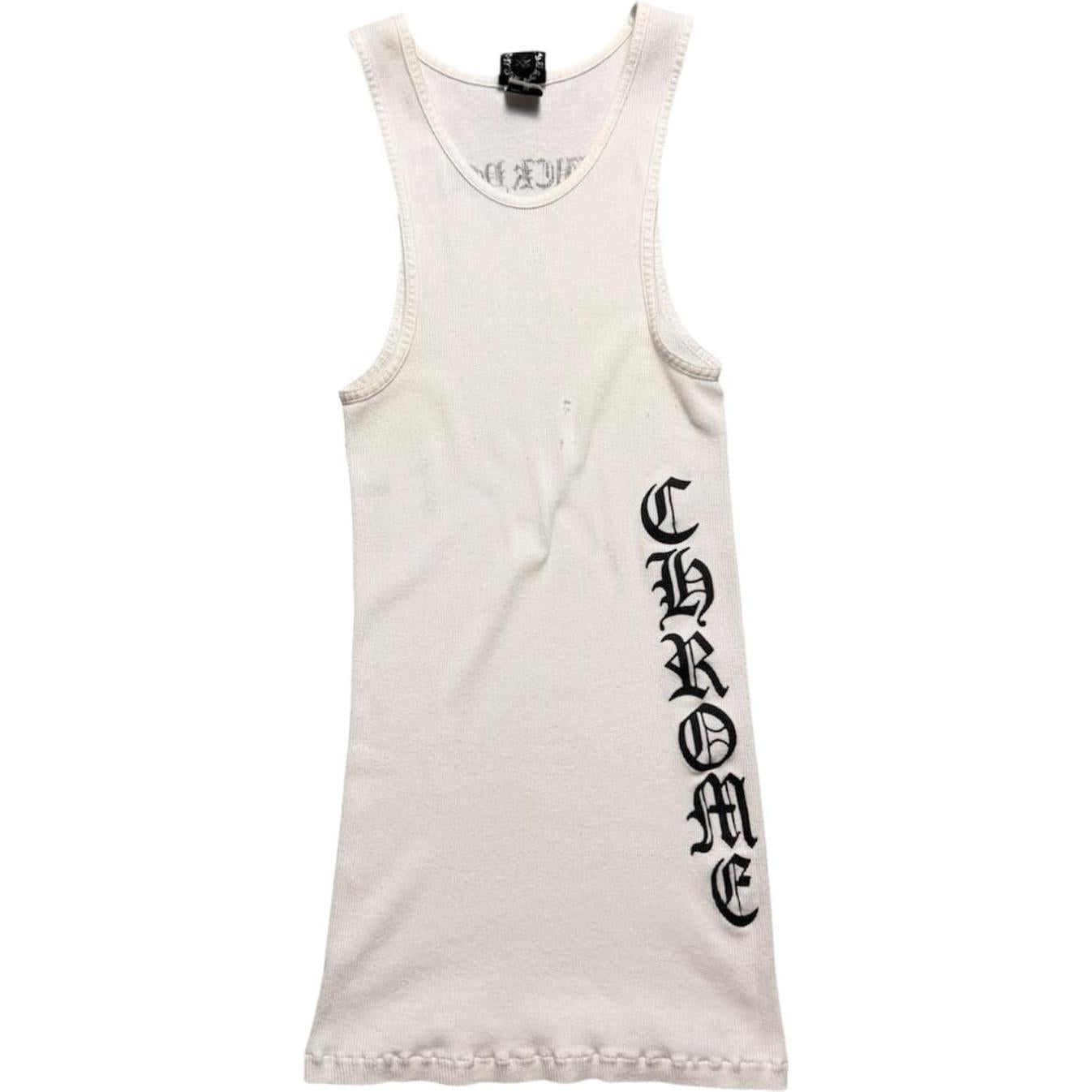 Chrome Hearts Vintage Ribbed Side Logo Fuck You Tank Top White