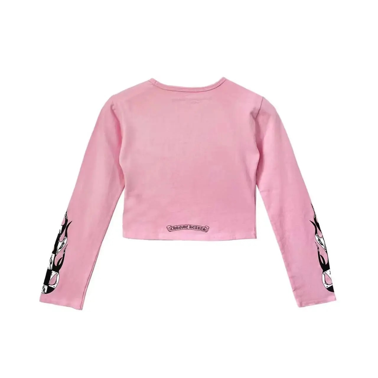 Chrome Hearts Women's Matty Boy Pink Crop Top Cycling Long Sleeve Tee
