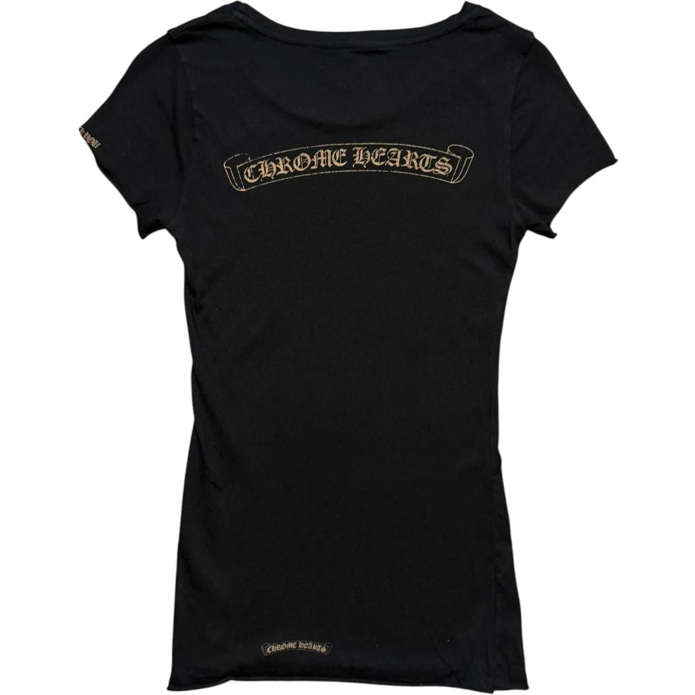 Chrome Hearts Women's Scroll Logo T-Shirt Black Bronze