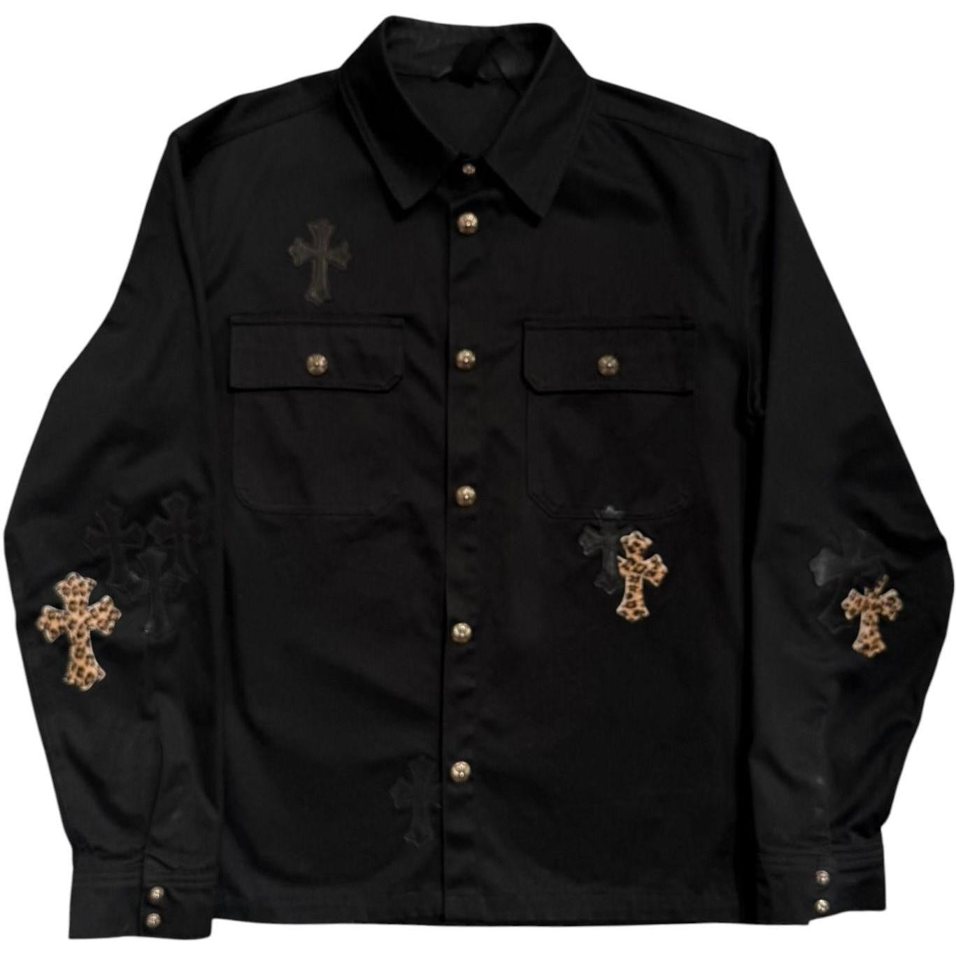 Chrome Hearts Work Dog Jacket Black and Cheetah Print Patches