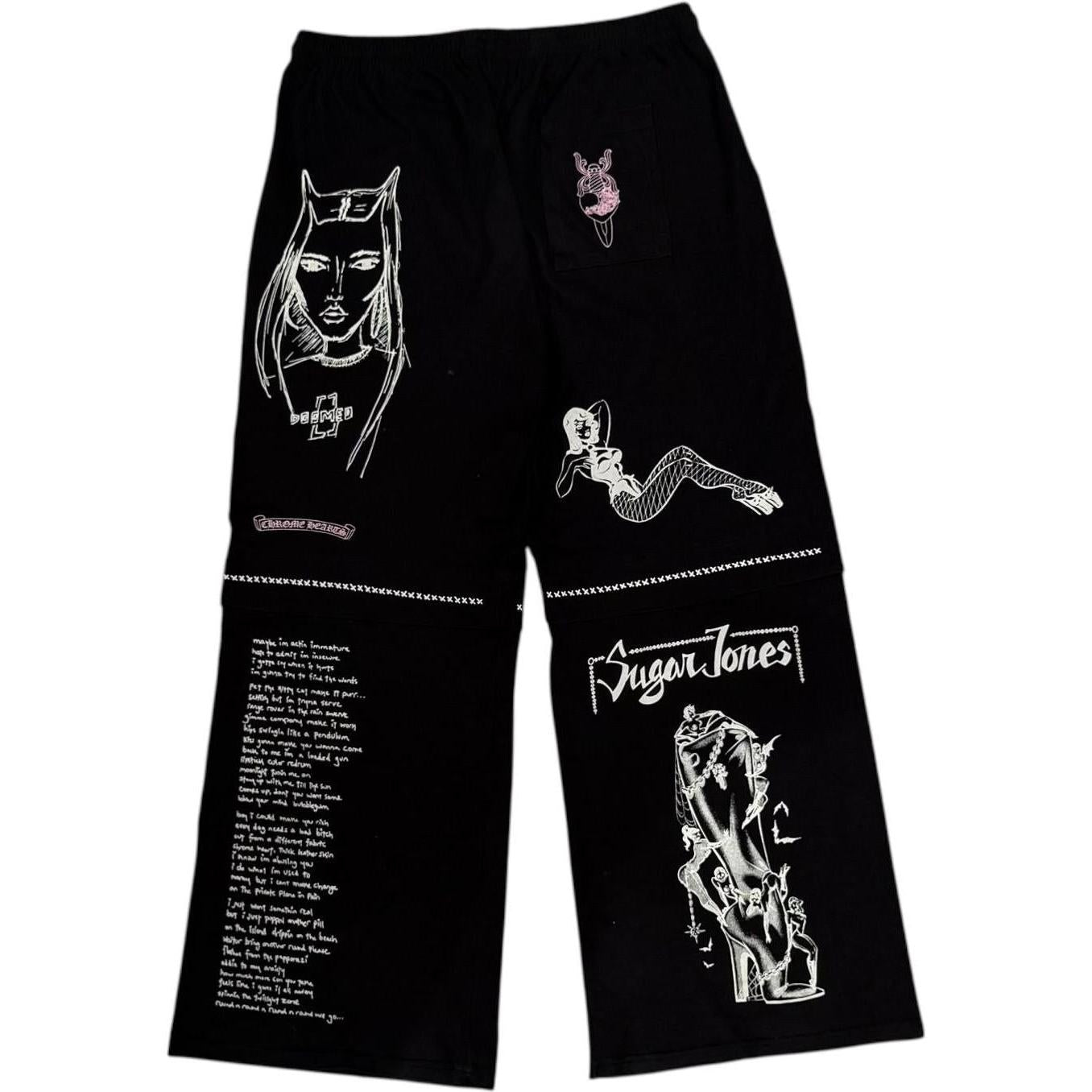 Chrome Hearts x Deadly Doll Reworked Baggy Sweatpants Black - Gently Used