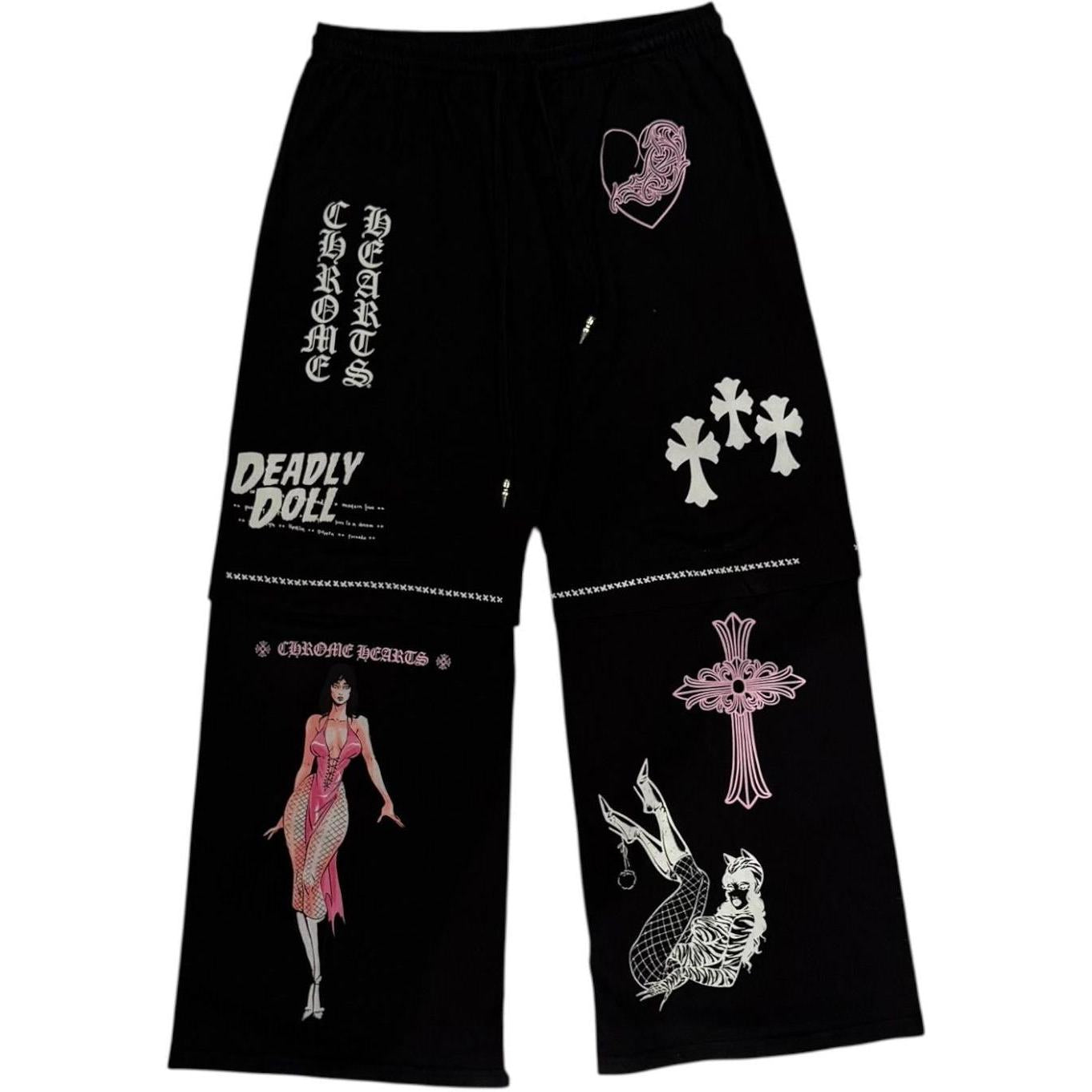 Chrome Hearts x Deadly Doll Reworked Baggy Sweatpants Black - Gently Used