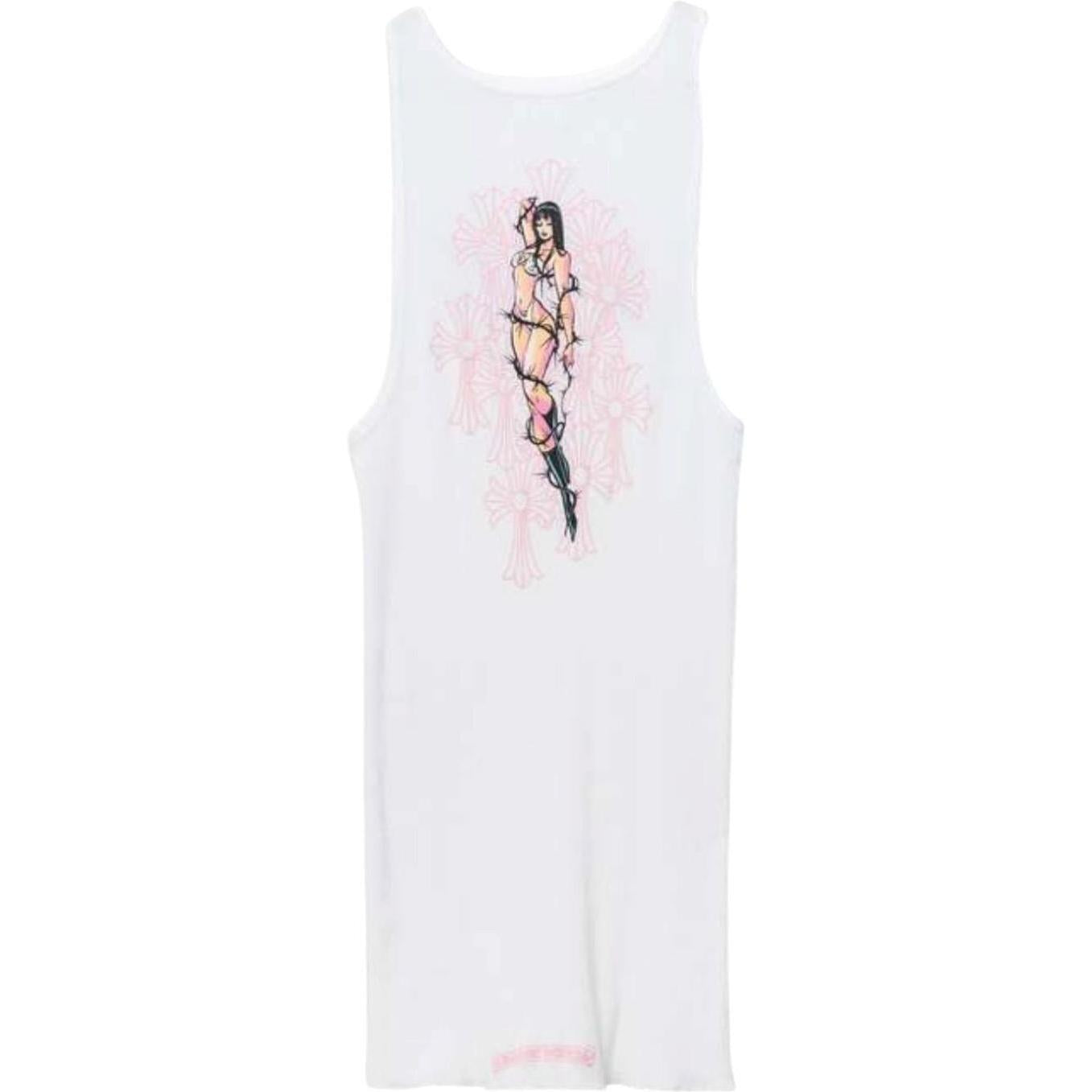 Chrome Hearts x Deadly Doll Tank Top White/Pink