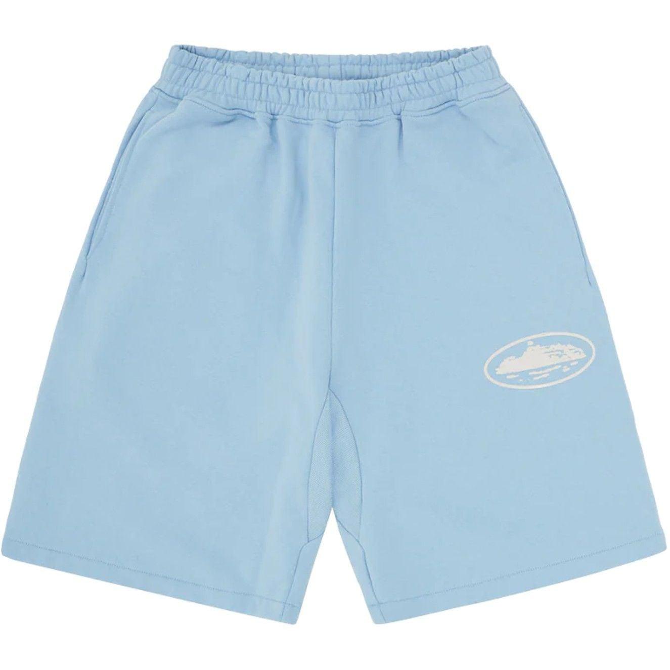Corteiz OG Island Logo Puff Print Sweatshorts Baby Blue