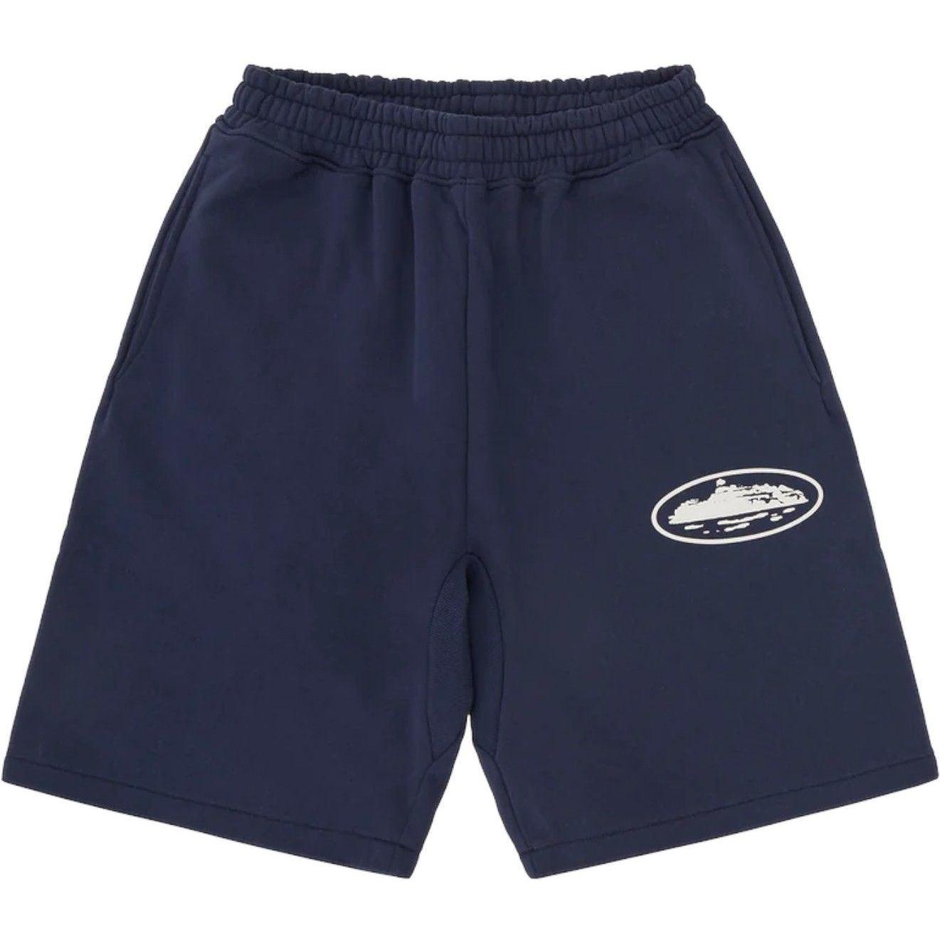 Corteiz OG Island Logo Puff Print Sweatshorts Navy