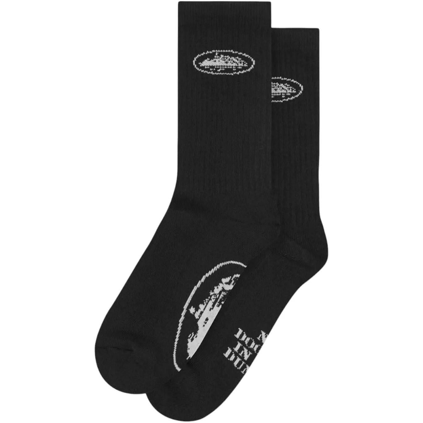 Corteiz OG Island Logo Socks Black
