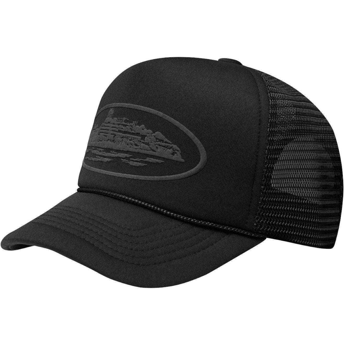 Corteiz OG Island Logo Trucker Hat Triple Black