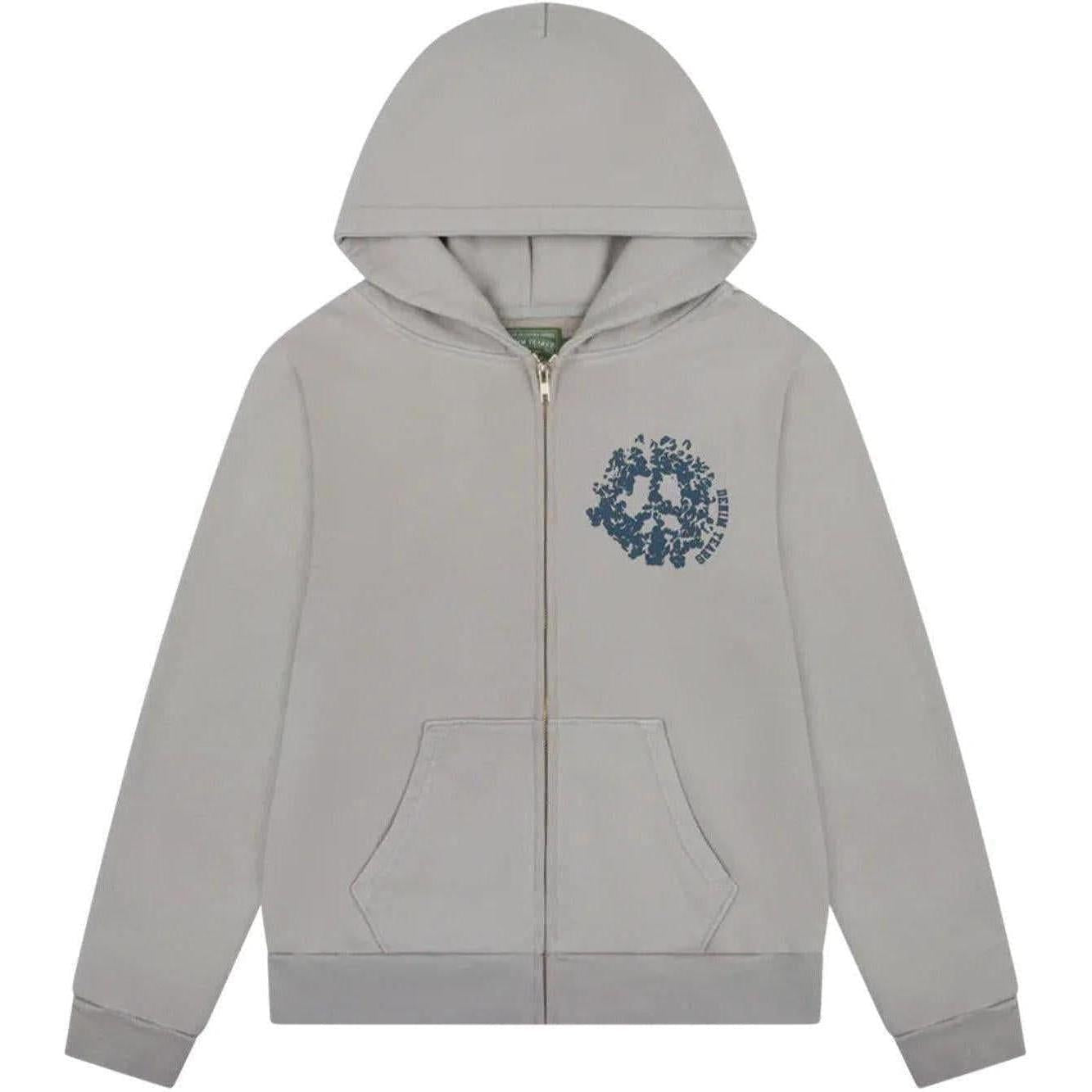 Denim Tears University Zip Up Hoodie Grey Blue