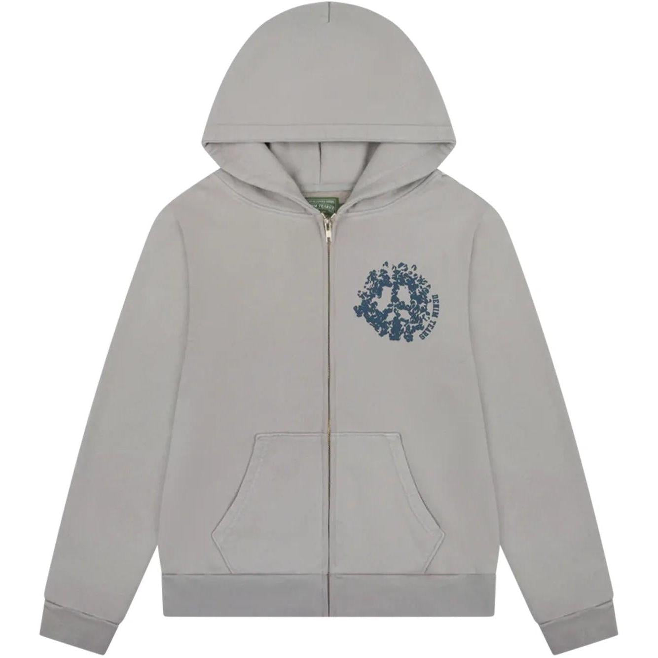 Denim Tears University Zip Up Hoodie Grey Blue
