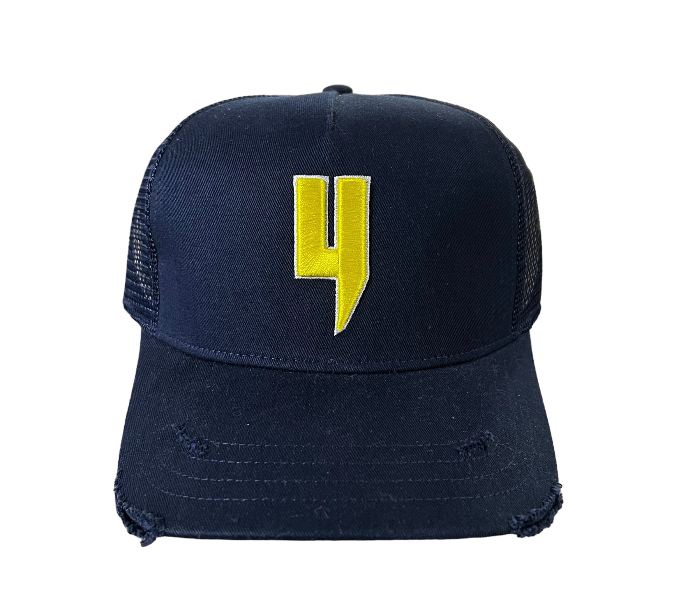 Yelir World Navy Yellow Distressed Hat