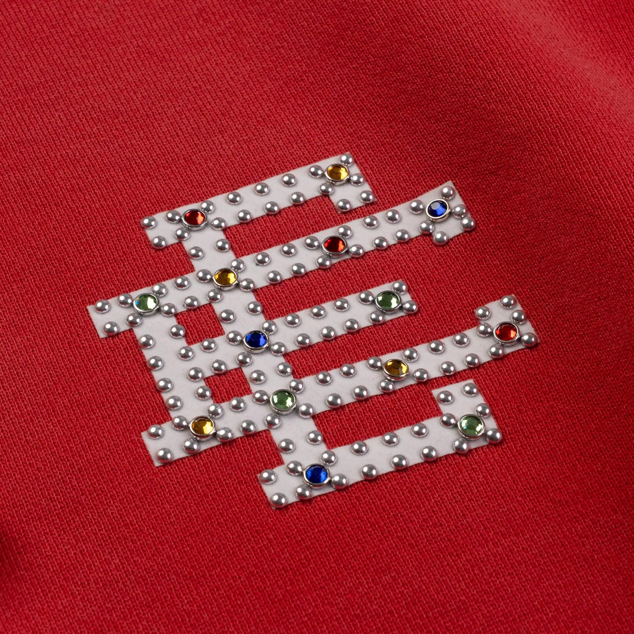 Eric Emanuel EE Rhinestone Basic Hoodie Red