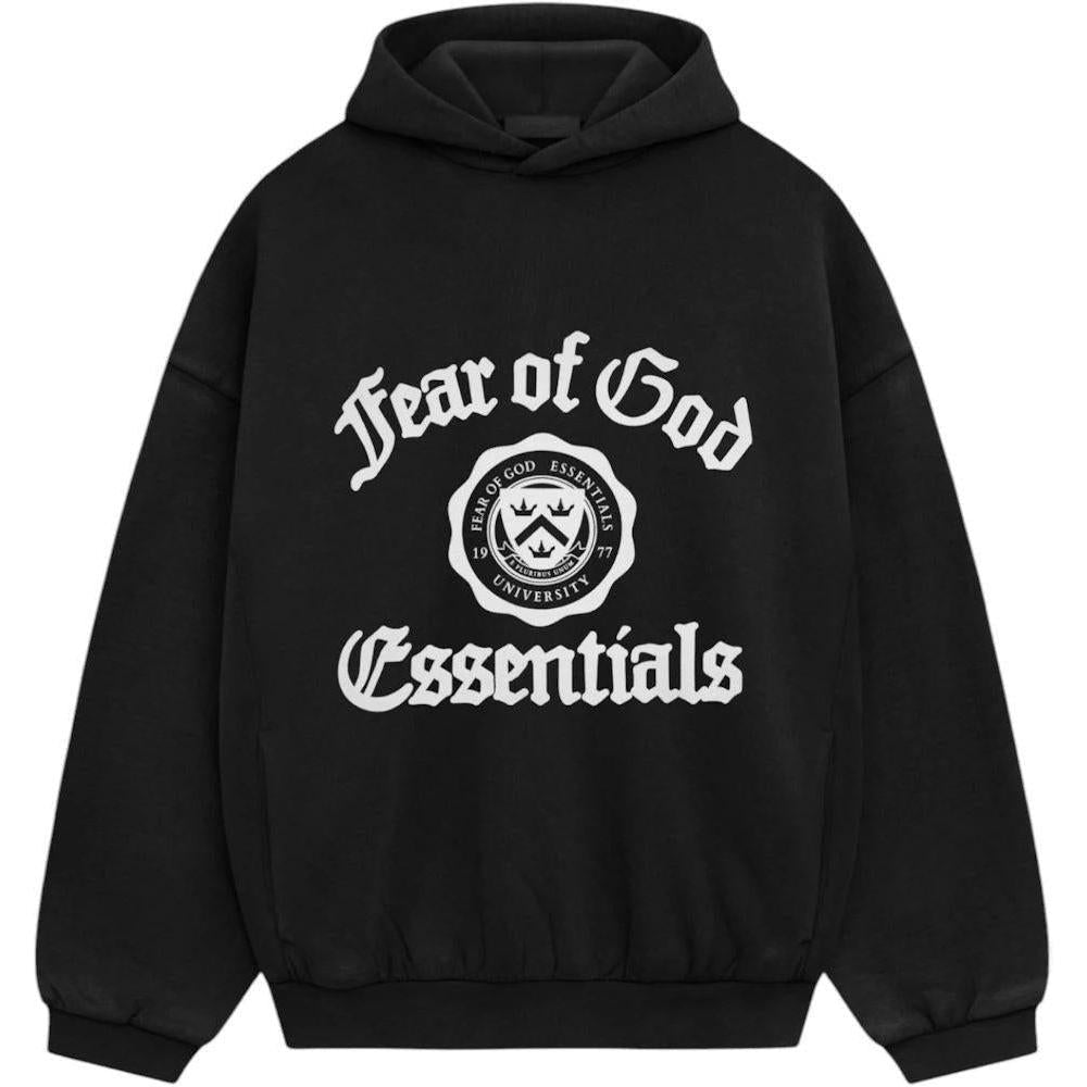 Fear of God Essentials Heavy Fleece Vintage Shrunken Hoodie Black