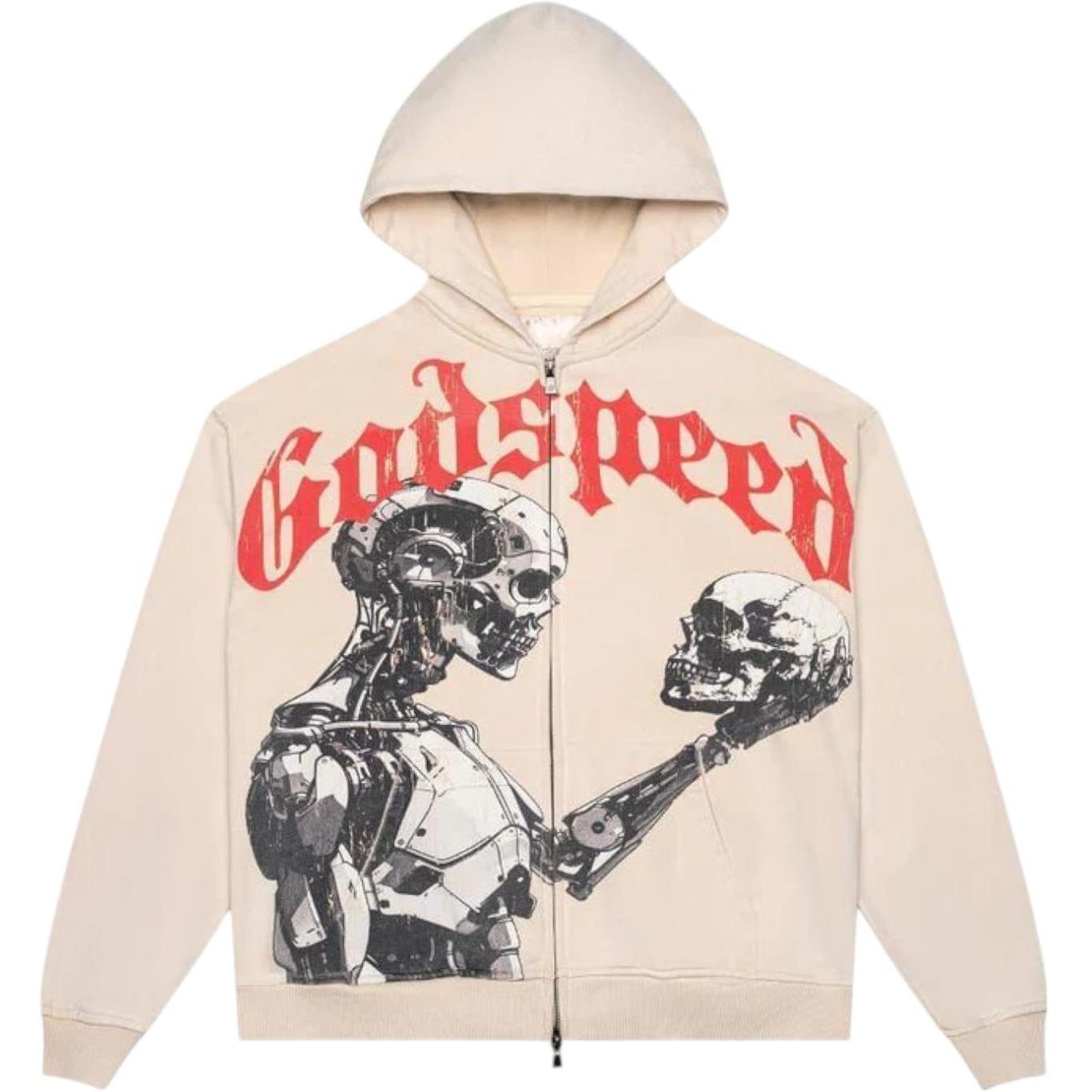 Godspeed Mankind vs AI Zip Up Hoodie Bone