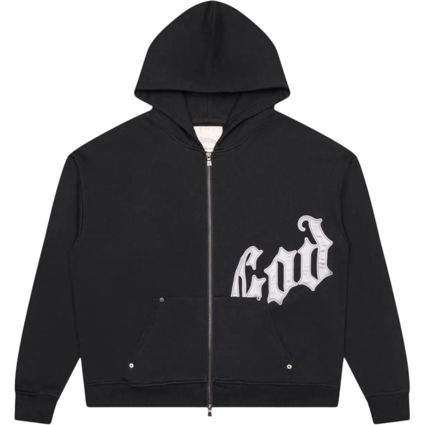 Godspeed OG Logo V2 Zip Up Hoodie Black/Silver Satin