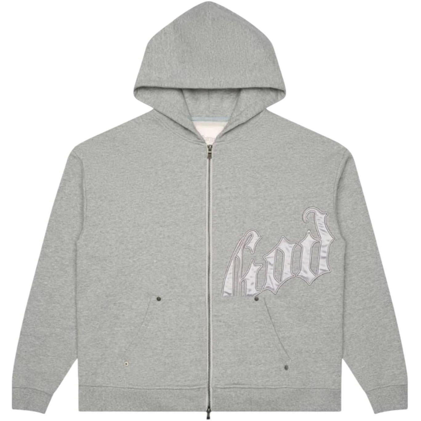 Godspeed OG Logo V2 Zip Up Hoodie Grey/Silver Satin