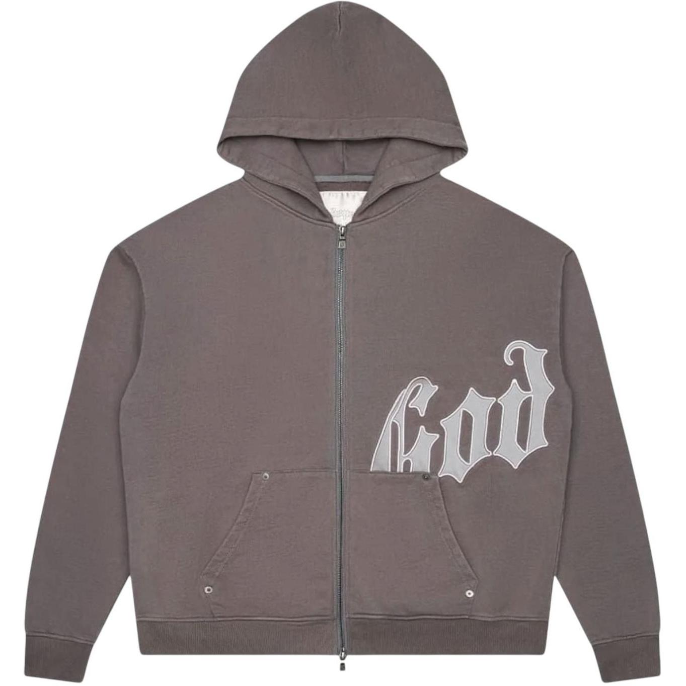 Godspeed OG Logo V2 Zip Up Hoodie Stone Grey