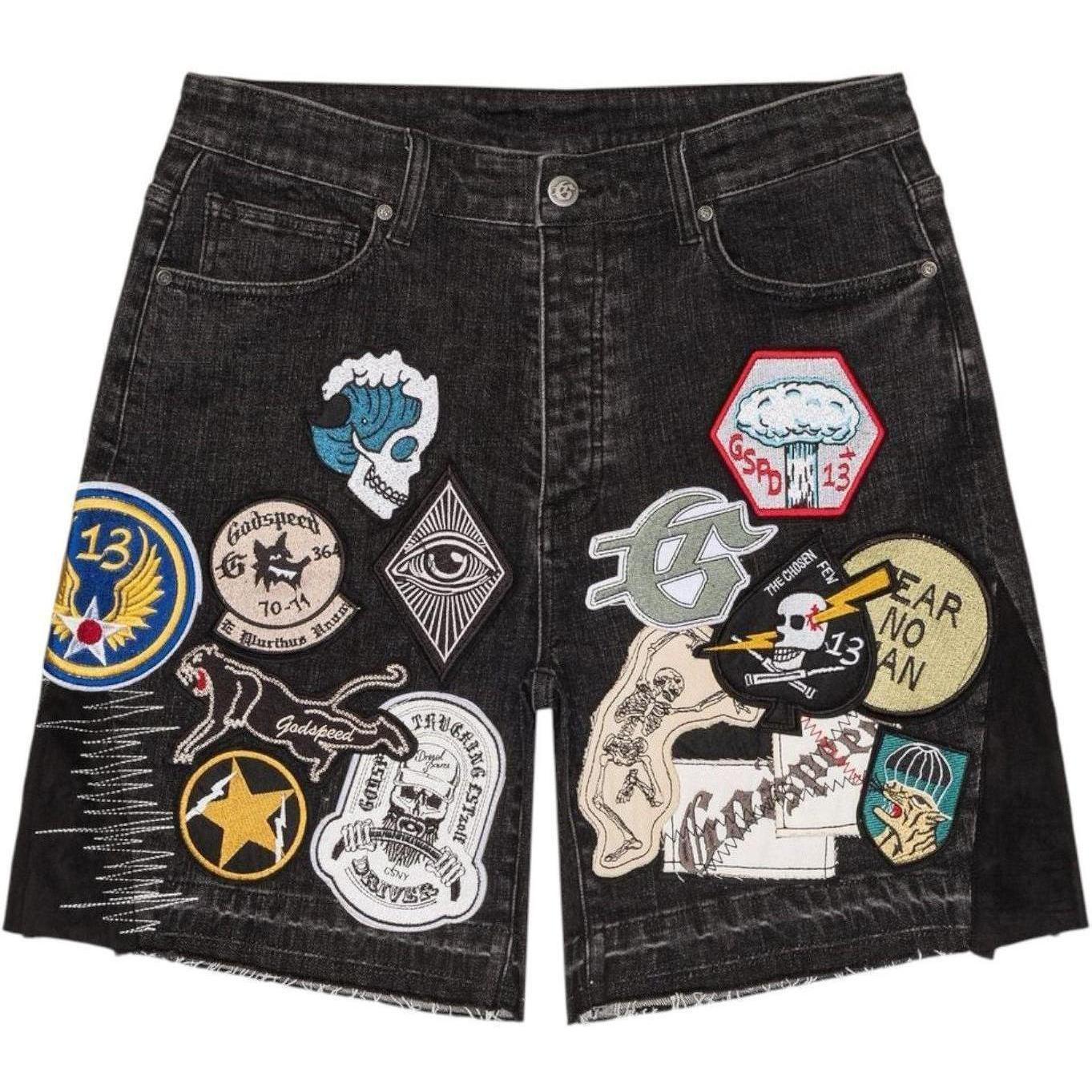 Godspeed Patchwork Denim Shorts V2 Black