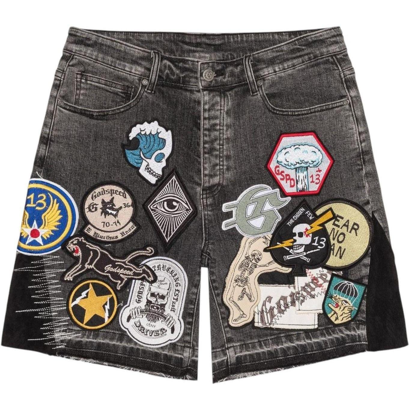 Godspeed Patchwork Denim Shorts V2 Grey