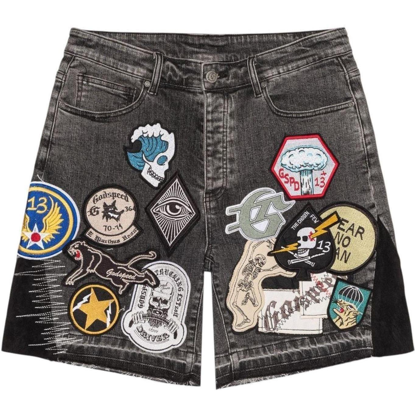 Godspeed Patchwork Denim Shorts V2 Grey
