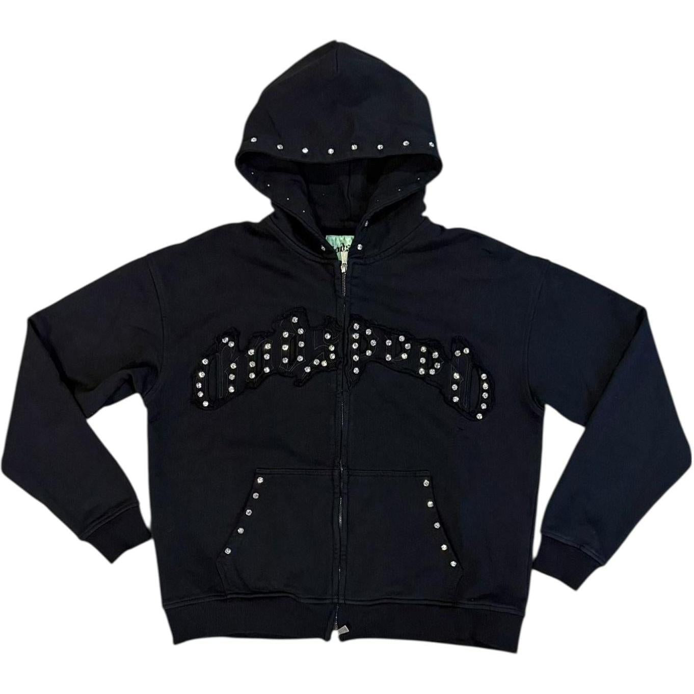 Godspeed Symmetric Studded Zip Up Hoodie Black VVS