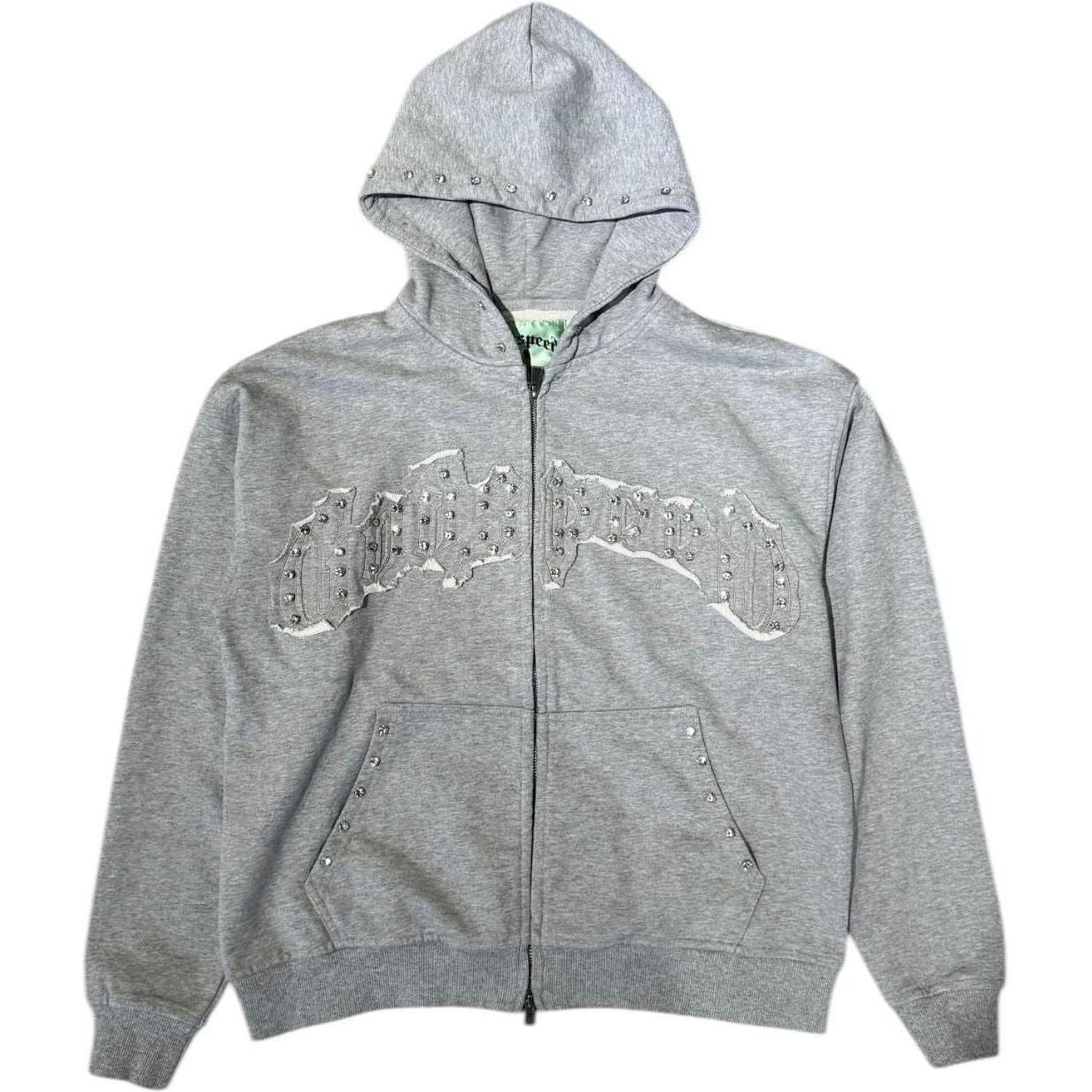 Godspeed Symmetric Studded Zip Up Hoodie Grey VVS