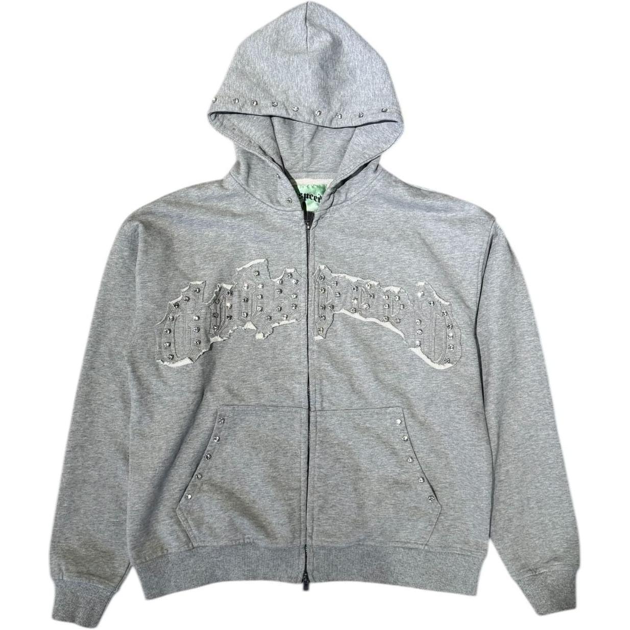 Godspeed Symmetric Studded Zip Up Hoodie Grey VVS