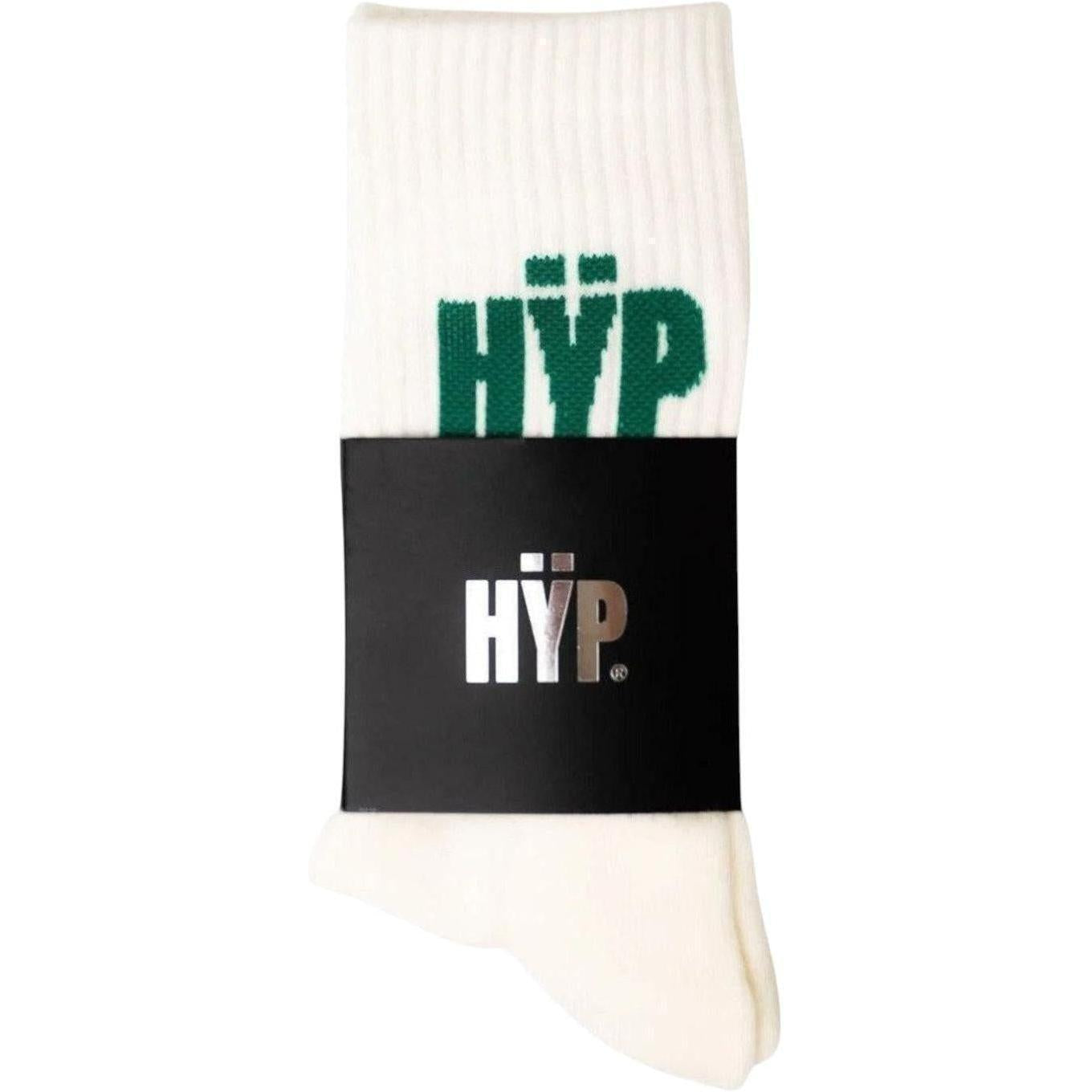 HŸP Cream Pine Green Crew Socks