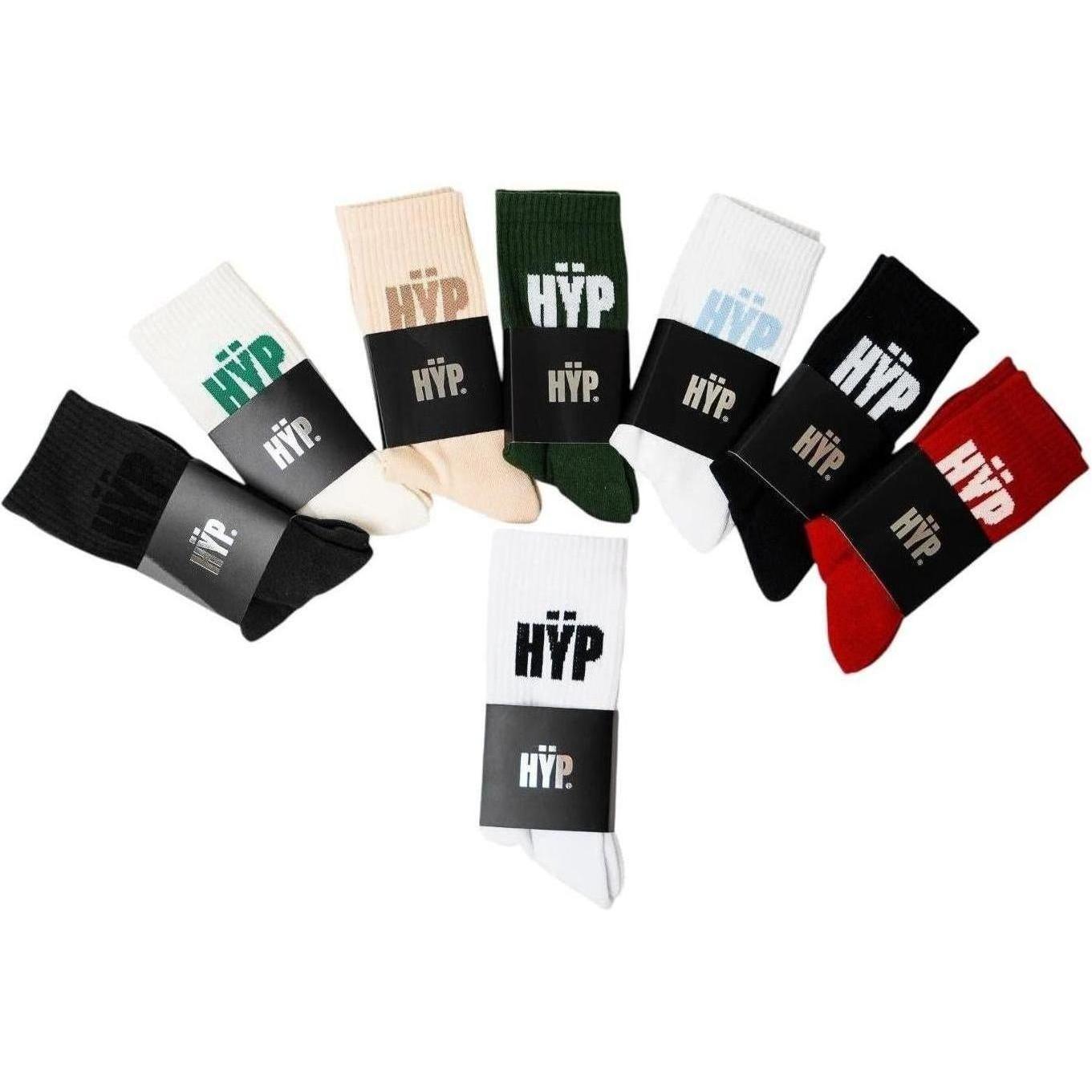 HŸP White Baby Blue Crew Socks