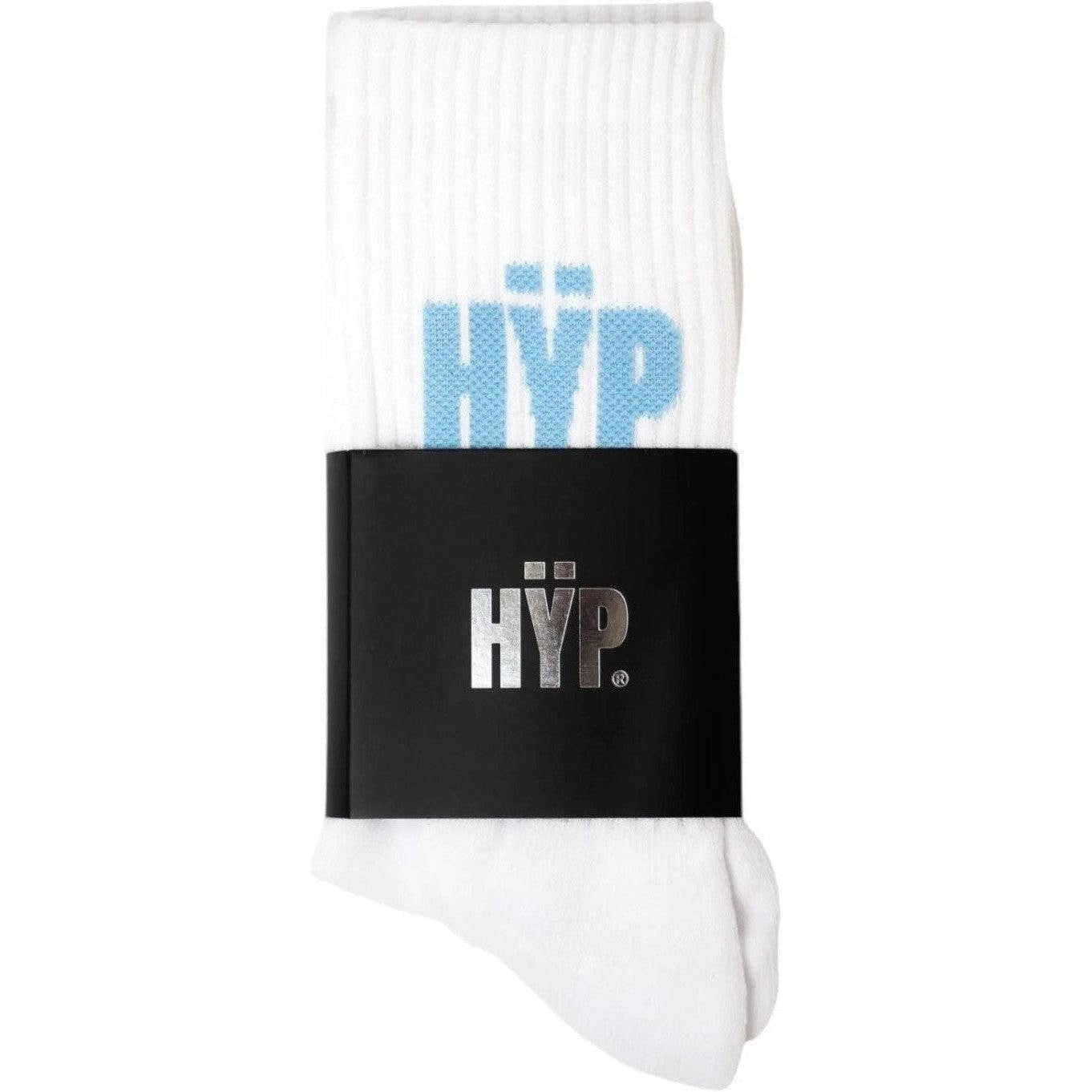 HŸP White Baby Blue Crew Socks