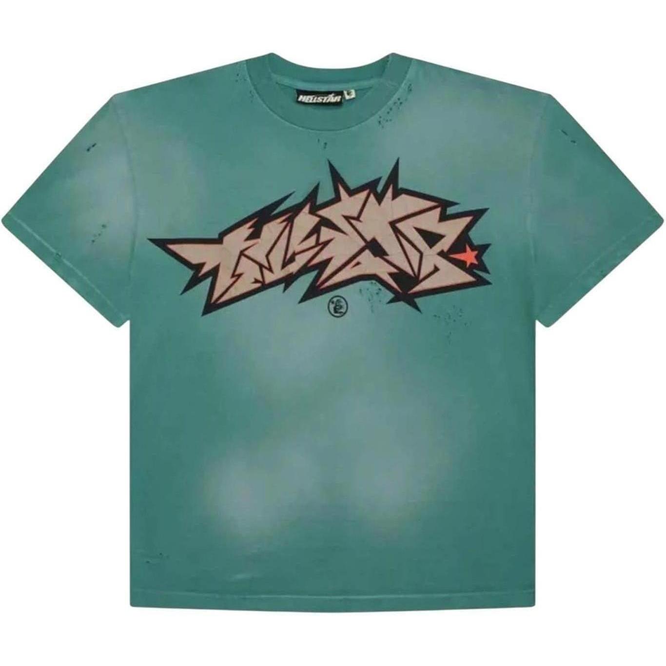 Hellstar Crack Print T-Shirt Green