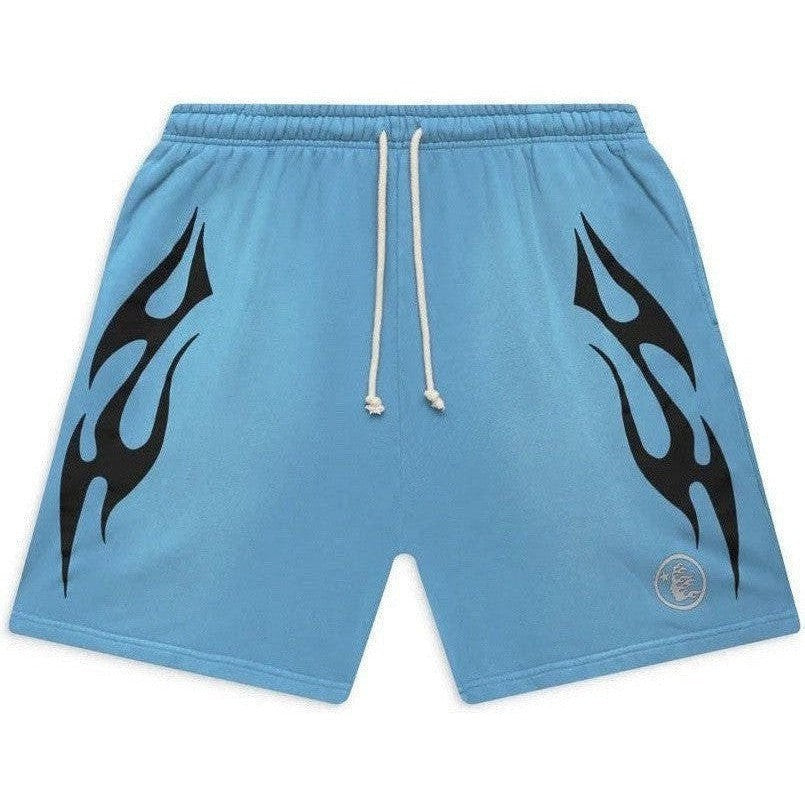 Hellstar Flame Shorts Baby Blue Black