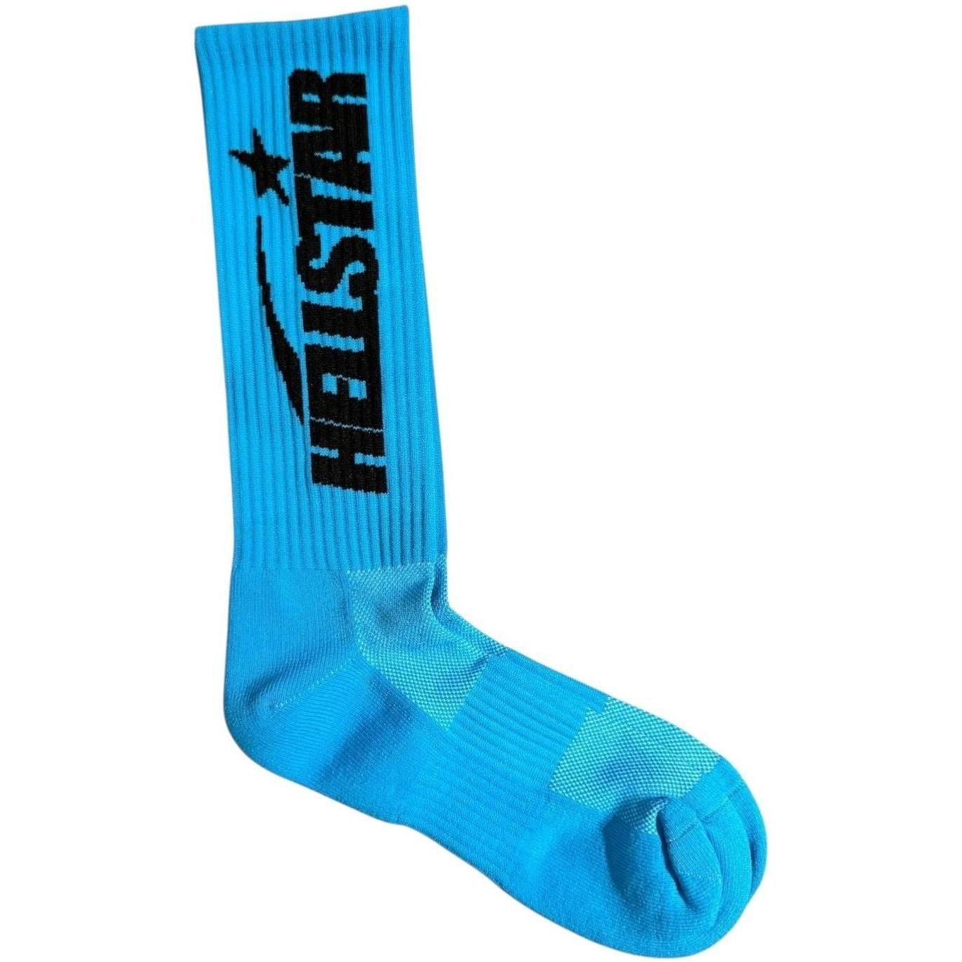 Hellstar Logo Socks Neon Blue
