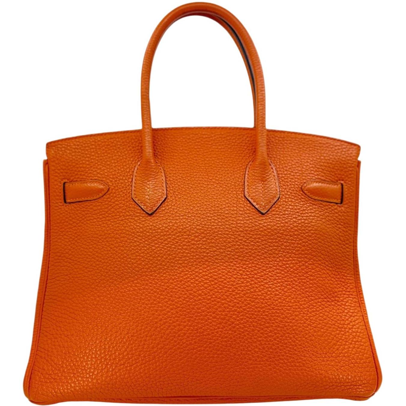 Hermes Birkin 30 Handbag Orange Togo Leather with Palladium Hardware