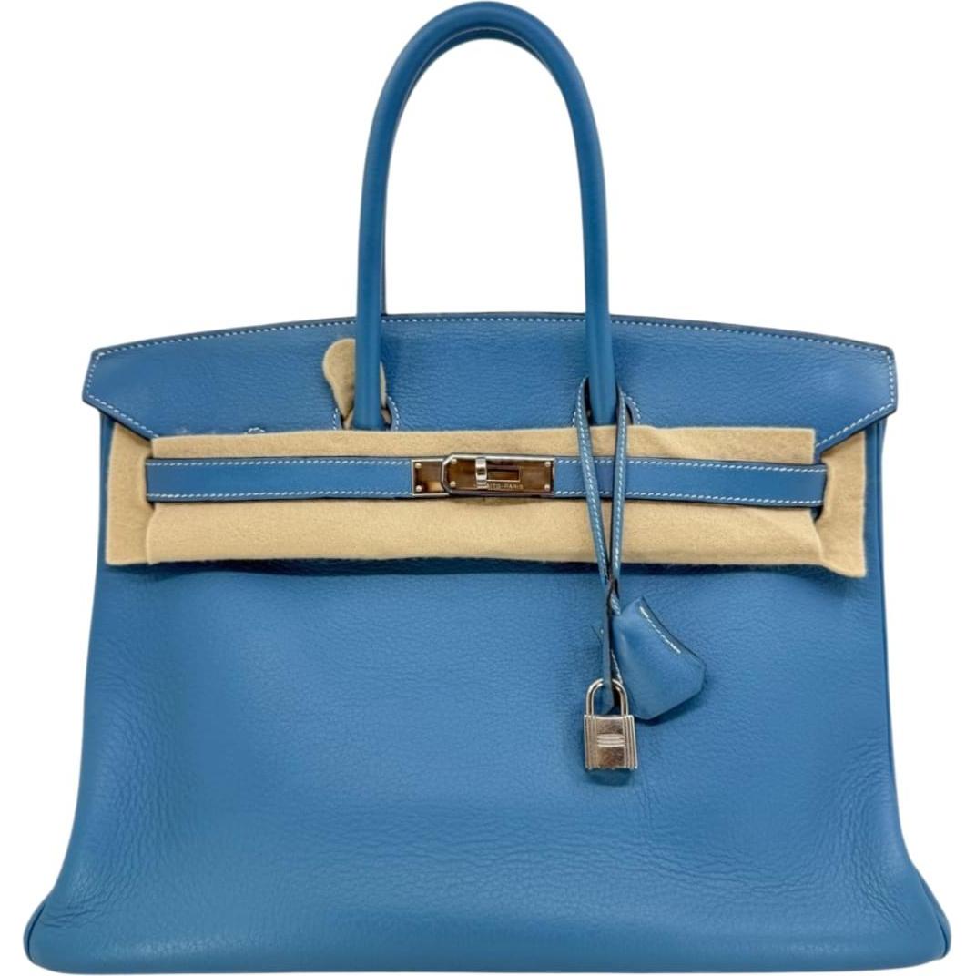 Hermes Birkin 35 Blue Jean Togo With Palladium Hardware