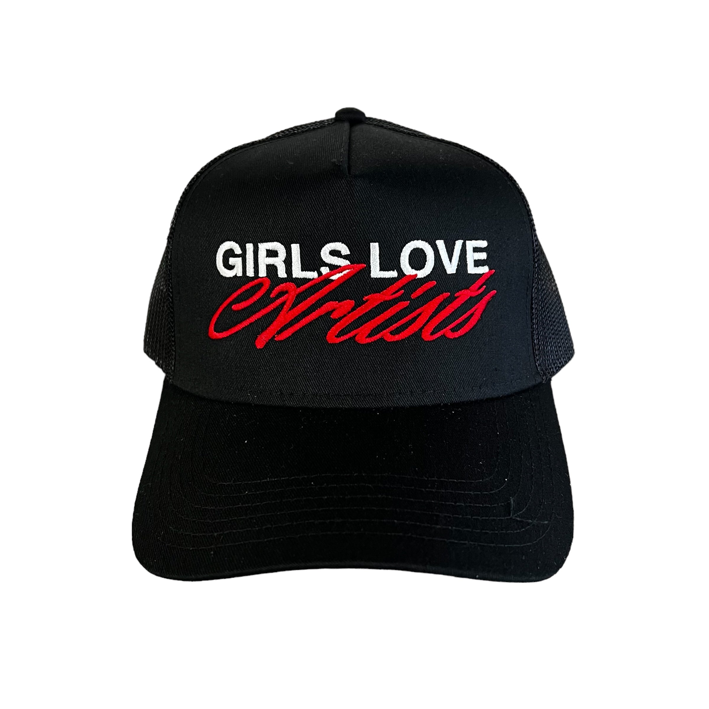 Girls Love Artists Trucker Hat Black