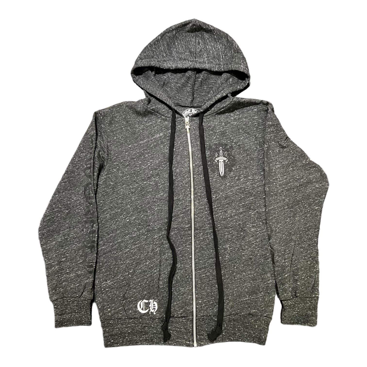 Chrome Hearts Dagger Zip Up Hoodie Black Grey