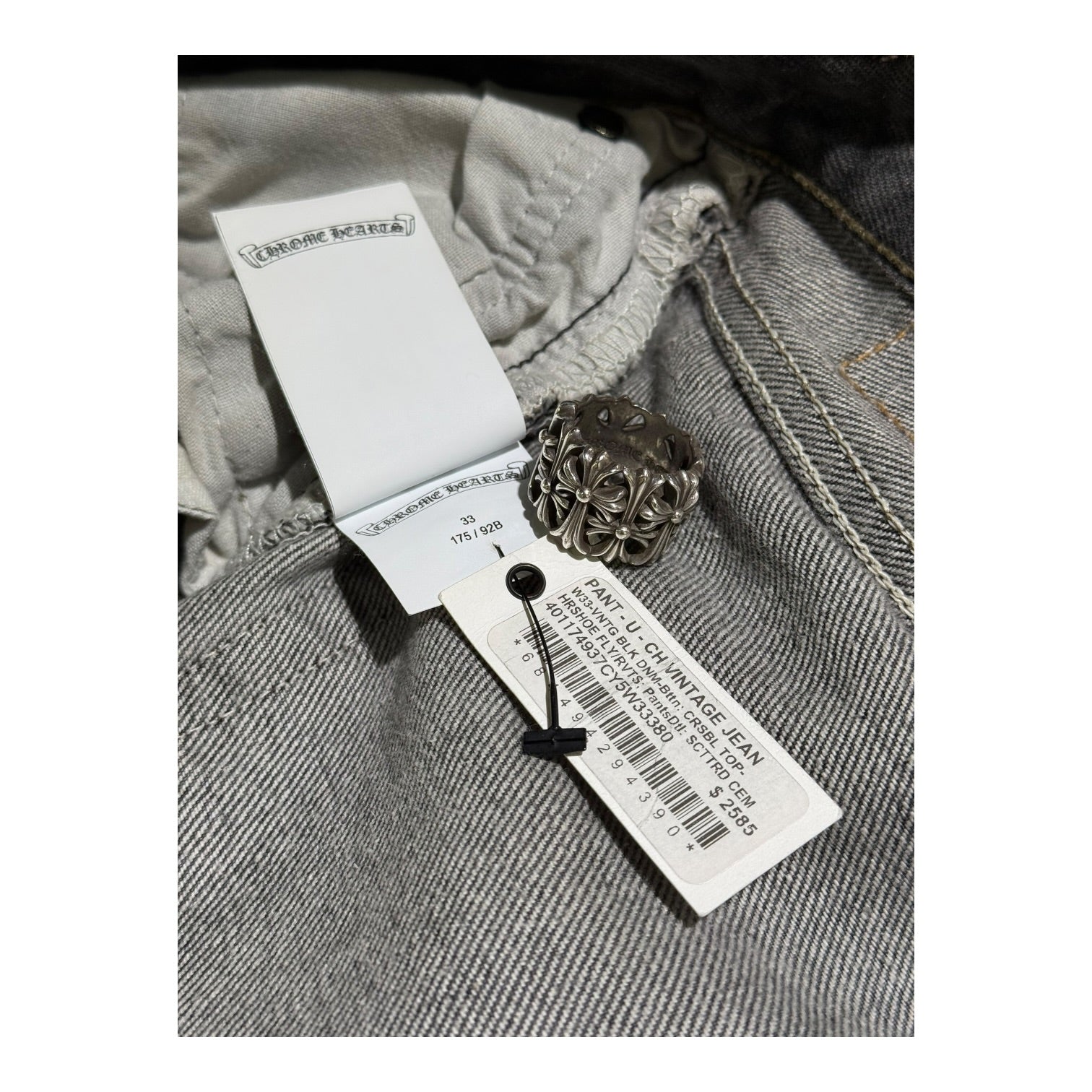 Chrome Hearts Vintage Levi's 501 Black Cross Patch Jeans Grey