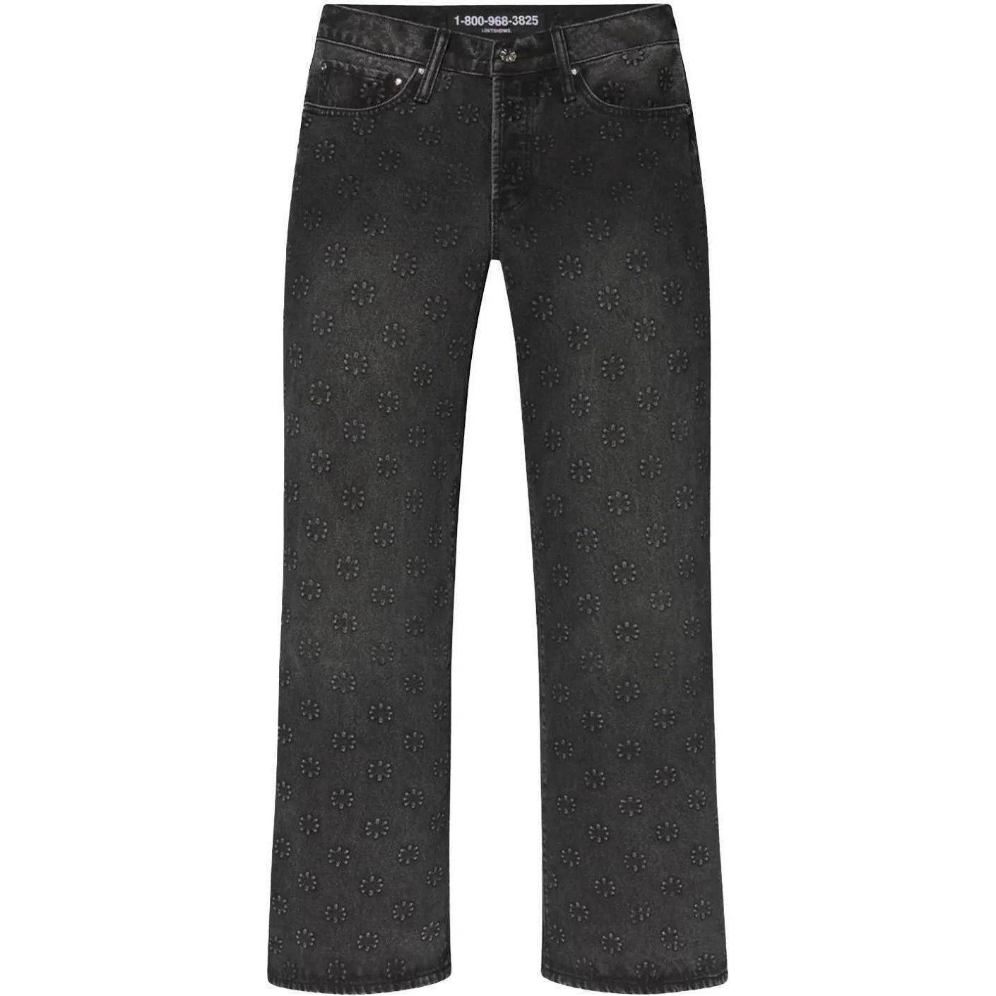 LostShdws Embossed Denim Pants Black
